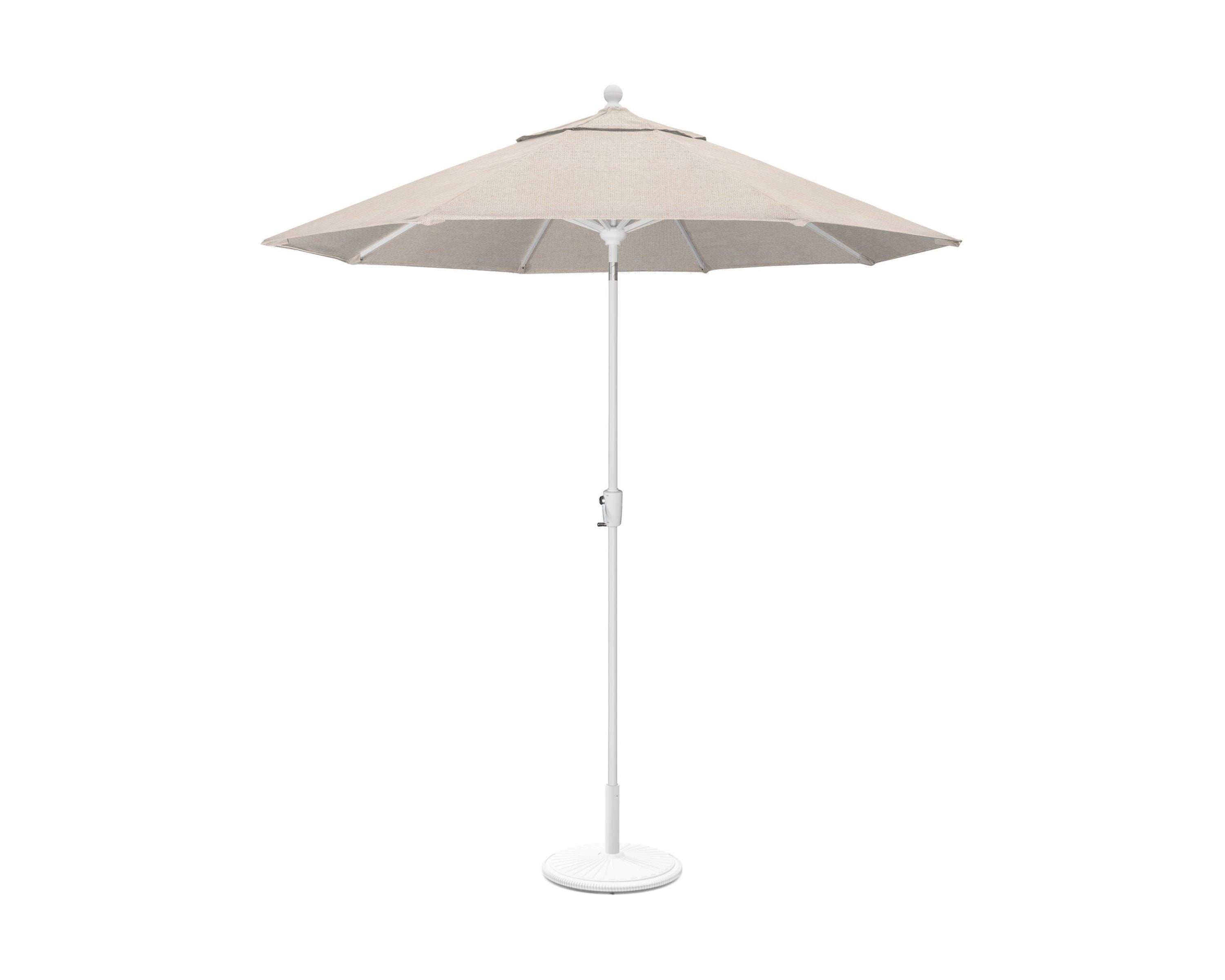POLYWOOD 9' Tilt Market Umbrella & Base - Bar Height in White / Blend Linen