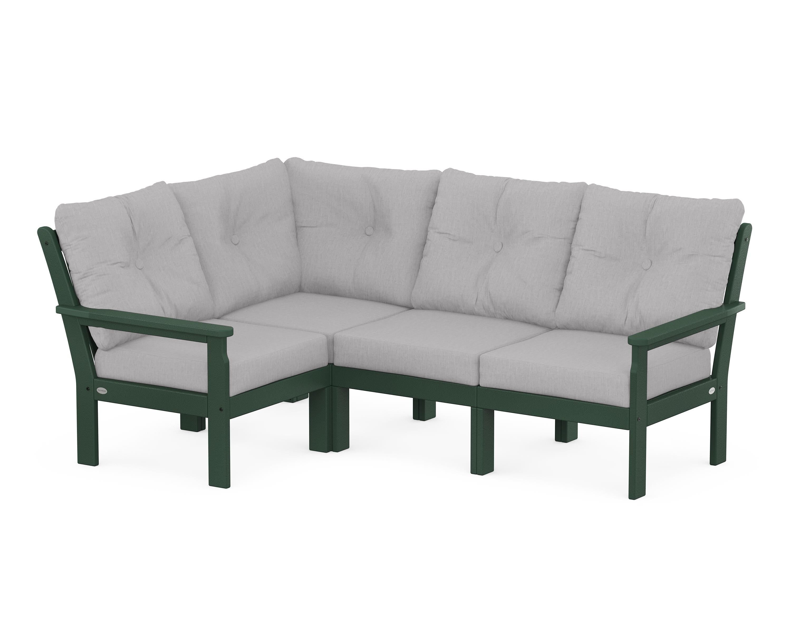 POLYWOOD Vineyard 4-Piece Sectional in Green / Granite