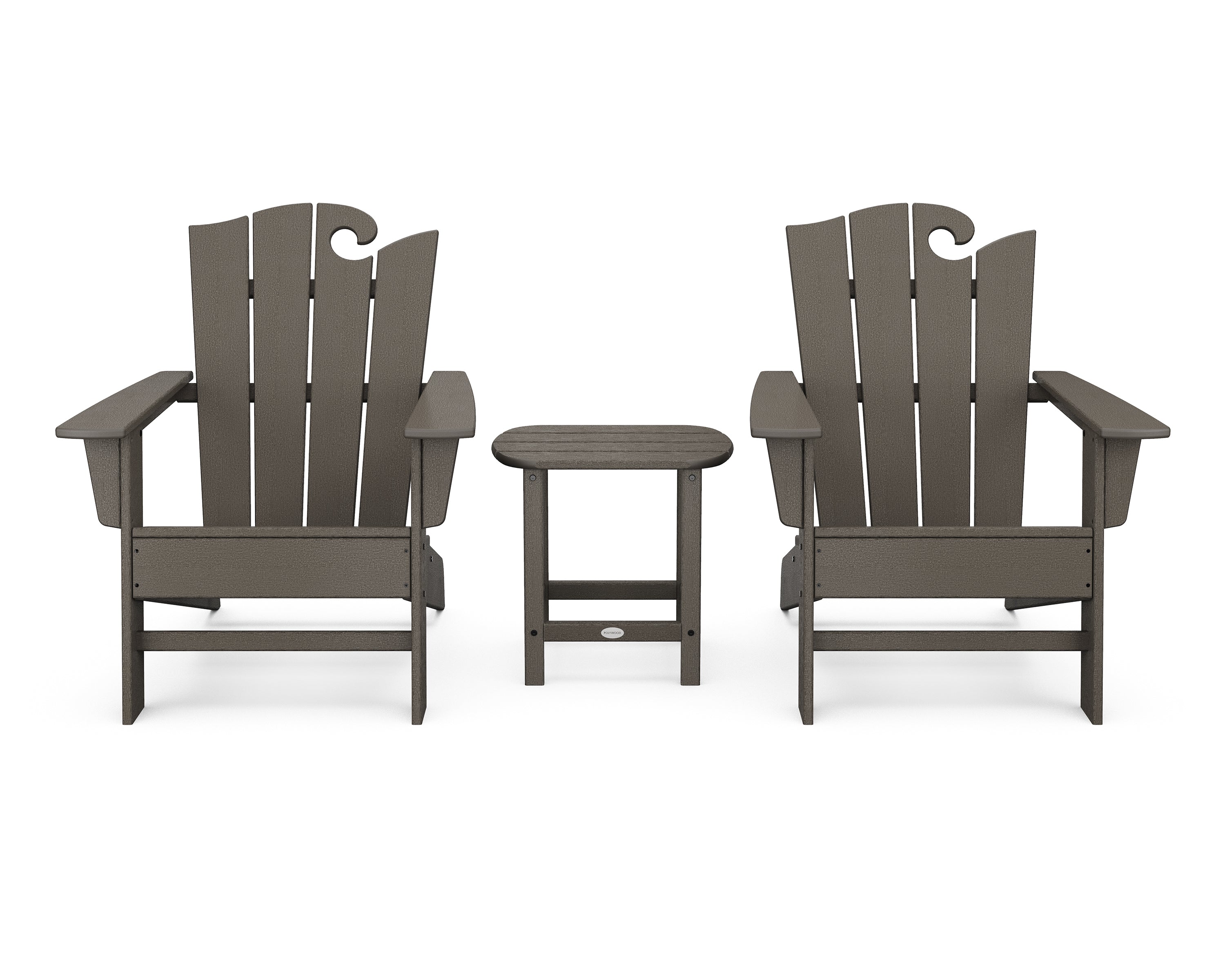 POLYWOOD® Wave 3-Piece Adirondack Set with The Ocean Chair in Vintage Coffee