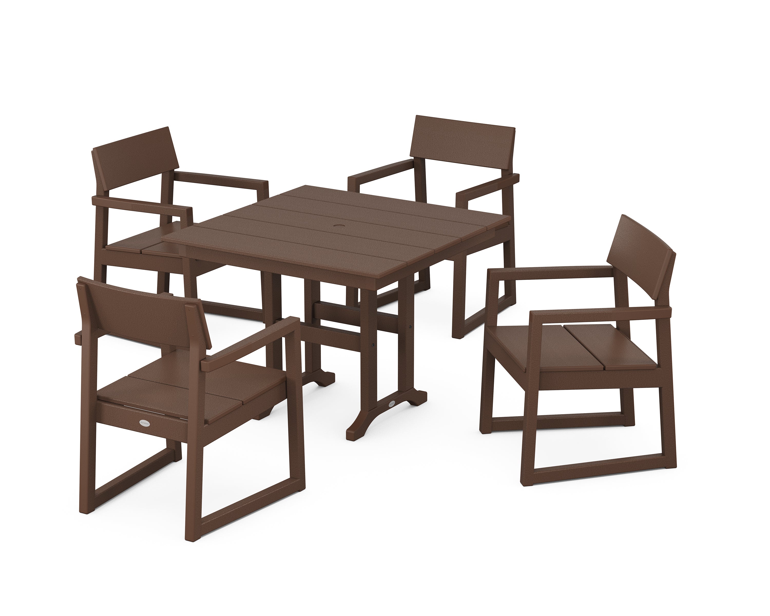 POLYWOOD® EDGE 5-Piece Farmhouse Dining Set in Mahogany