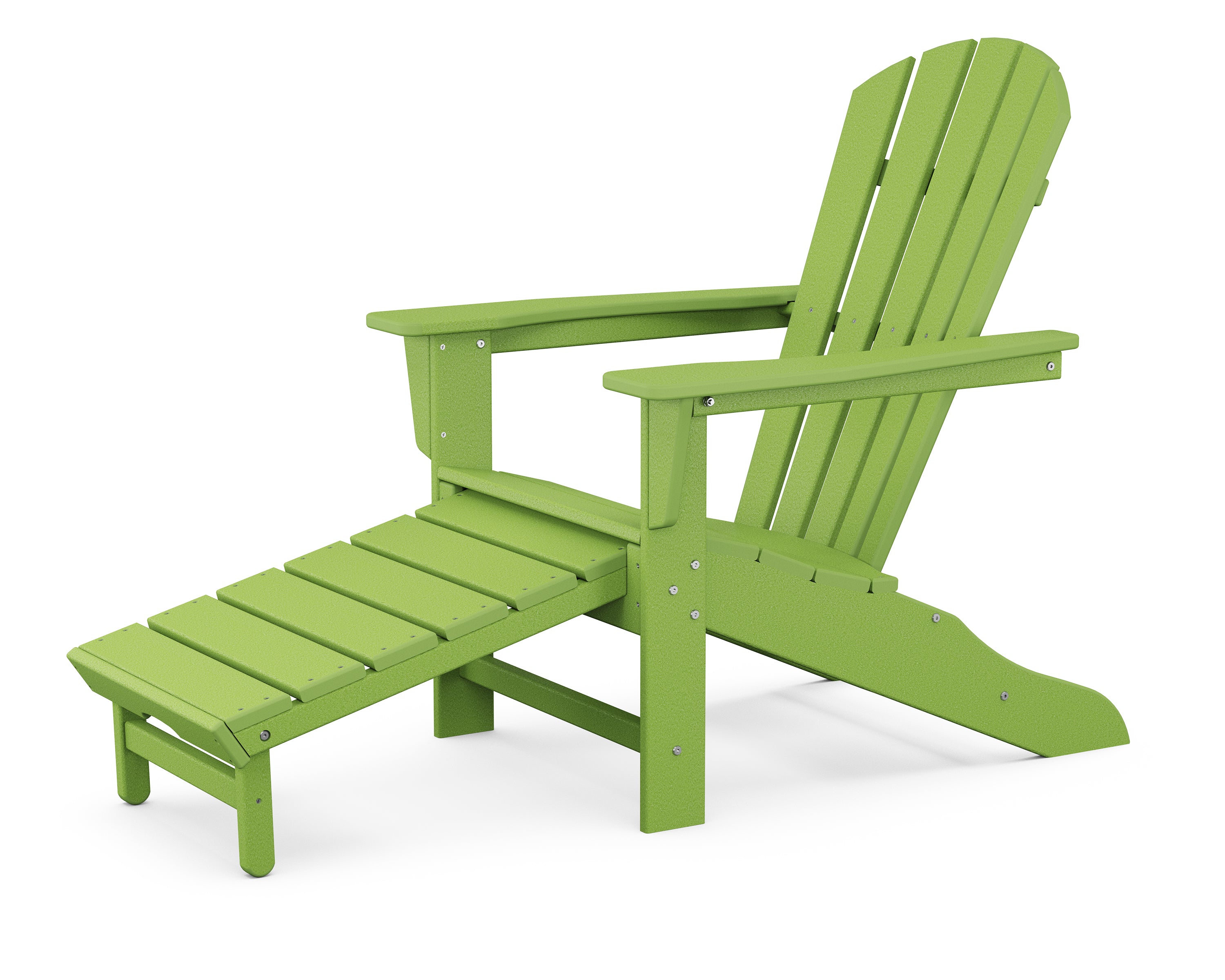 POLYWOOD Palm Coast Ultimate Adirondack with Hideaway Ottoman in Lime