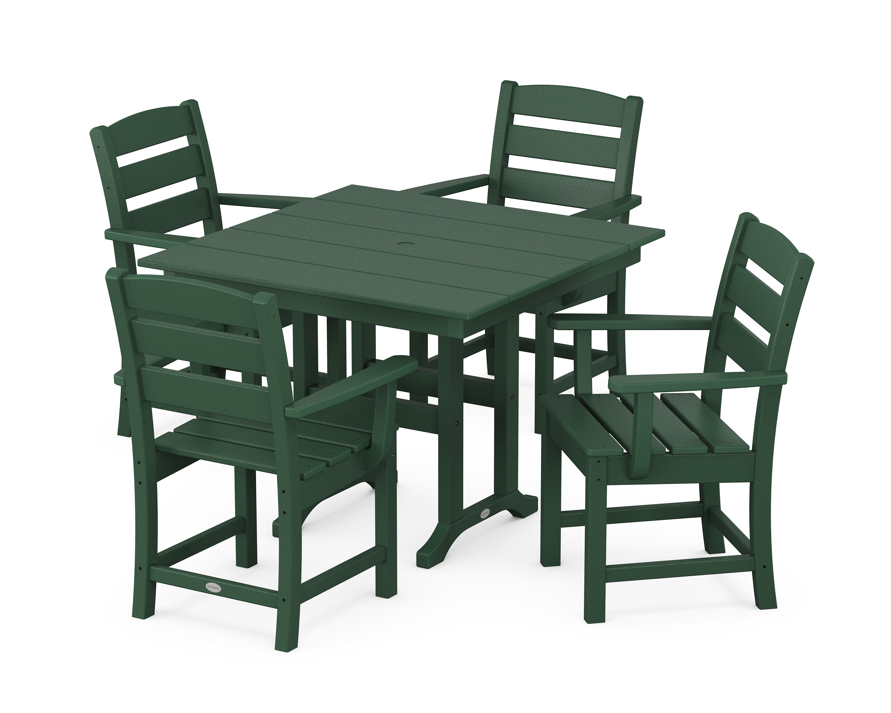 POLYWOOD® Lakeside 5-Piece Farmhouse Dining Set in Green