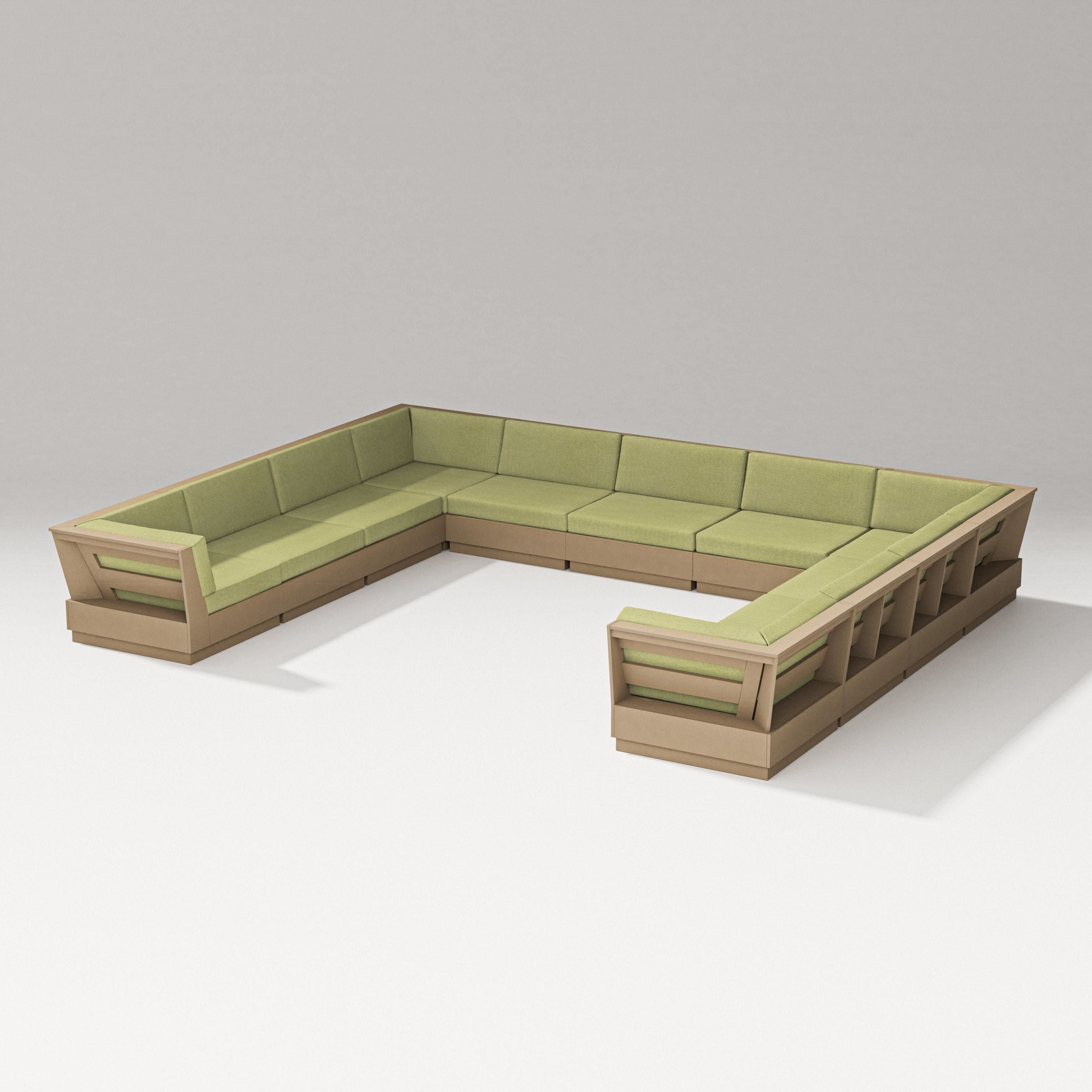 PW Designer Series Elevate Large U-Shaped Sectional in Vintage Sahara / Chartreuse Boucle