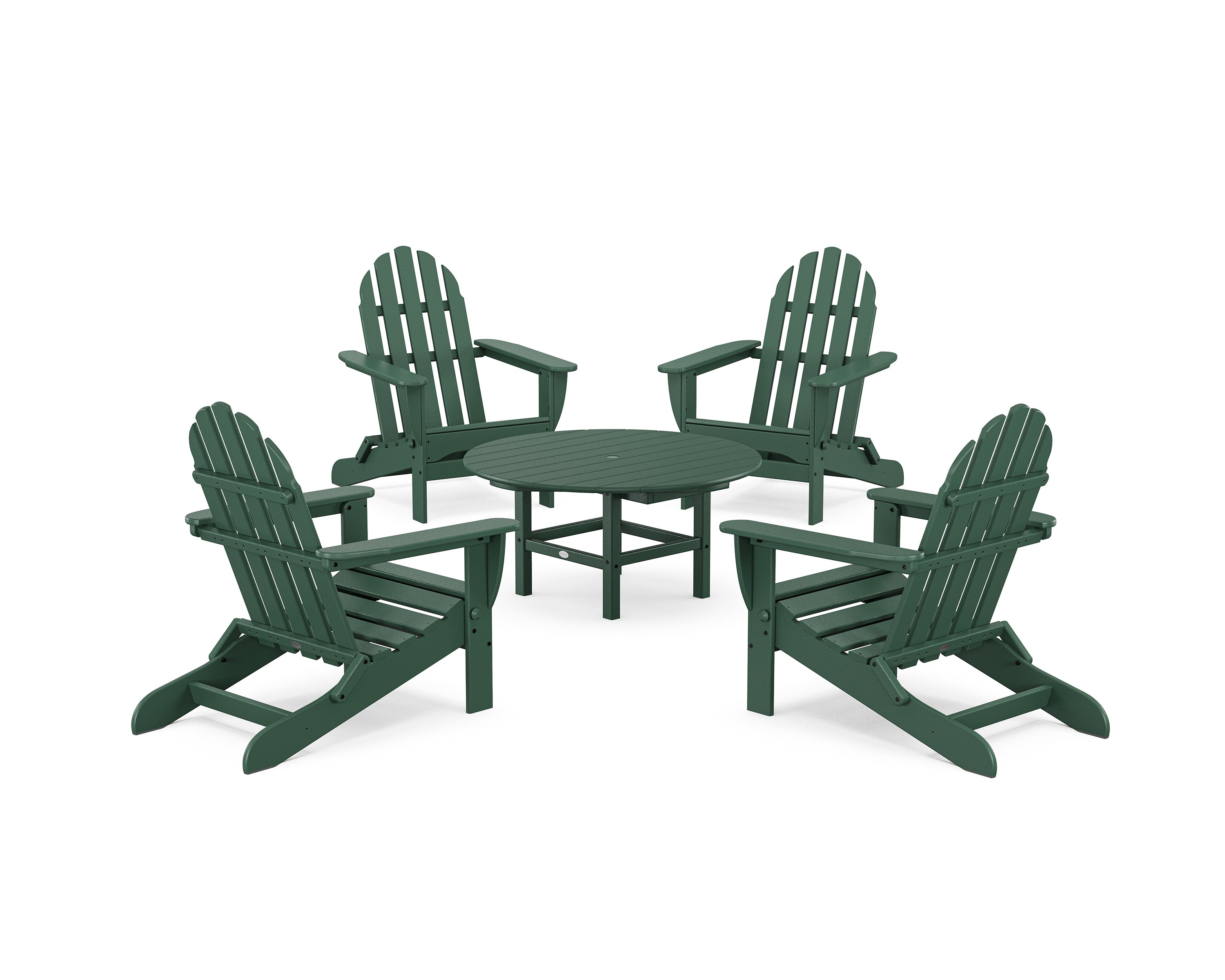 POLYWOOD® Classic Folding Adirondack 5-Piece Conversation Group in Green