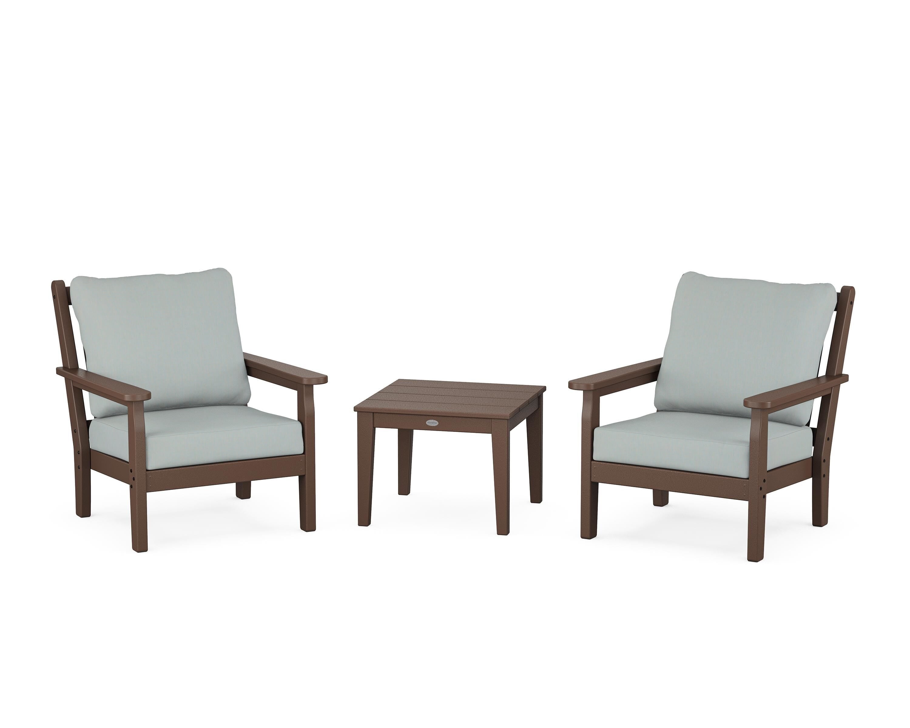 POLYWOOD Chippendale 3-Piece Deep Seating Set in Mahogany / Spa