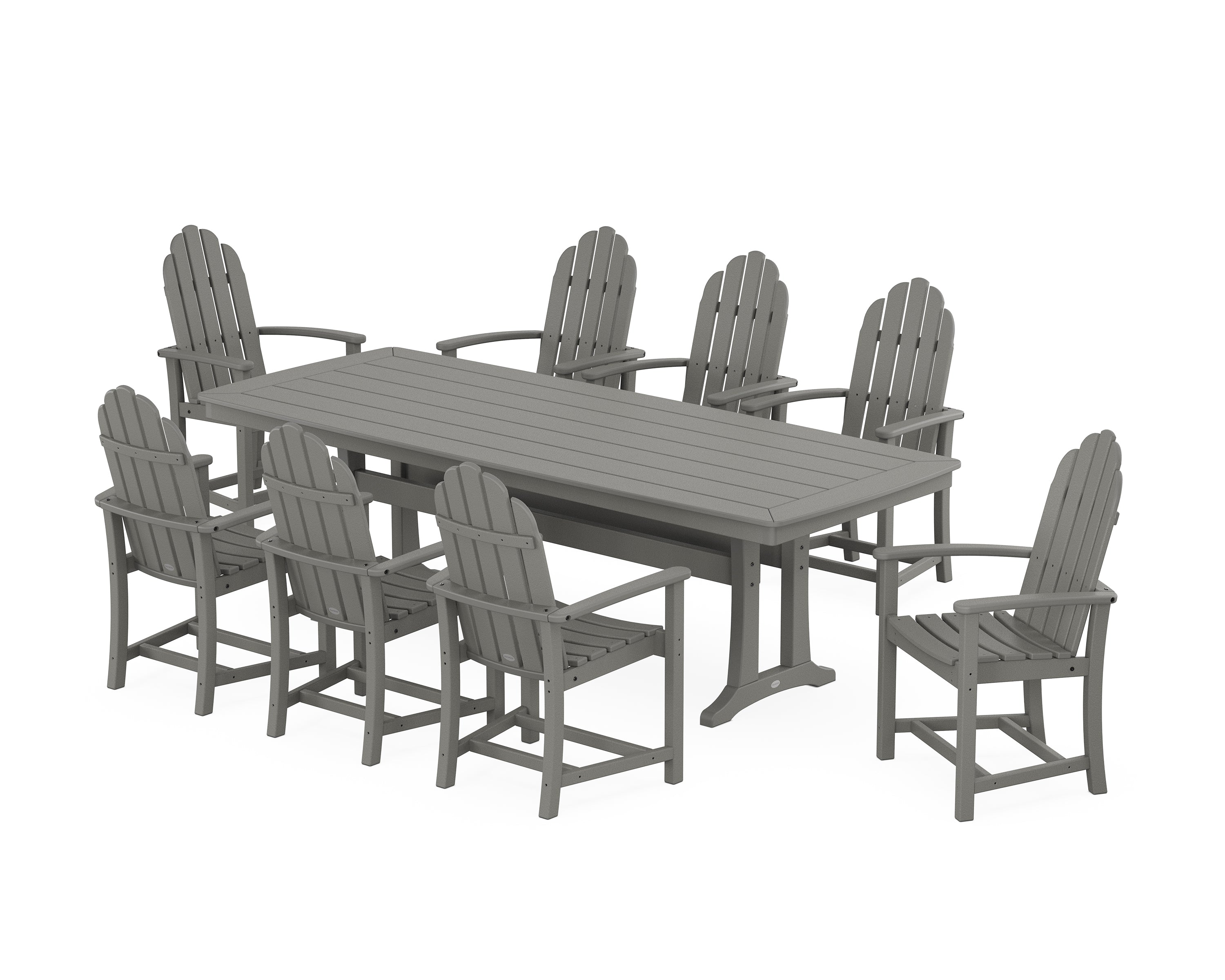 POLYWOOD® Classic Adirondack 9-Piece Dining Set with Trestle Legs in Slate Grey