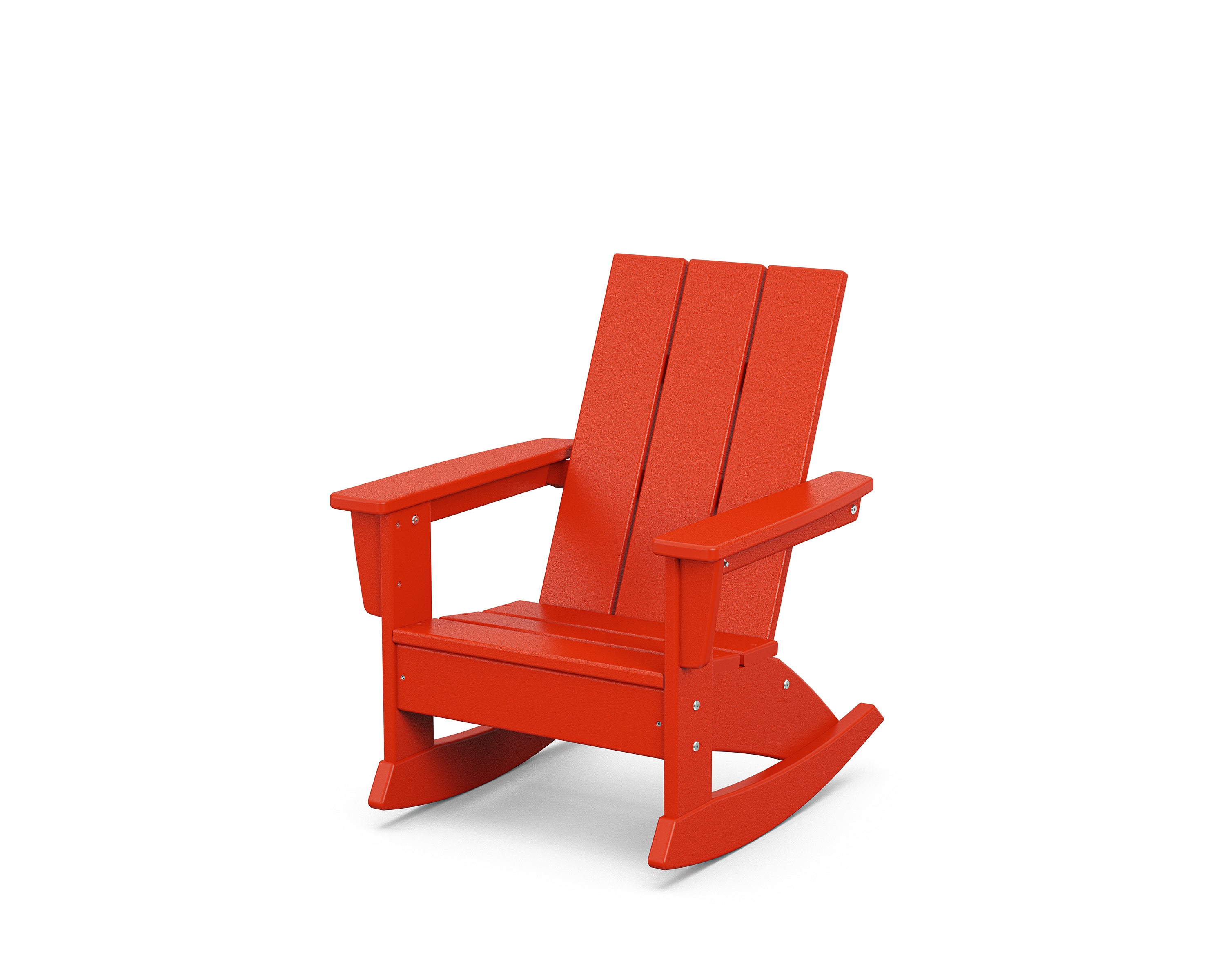 POLYWOOD Kids Modern Adirondack Rocking Chair in Sunset Red