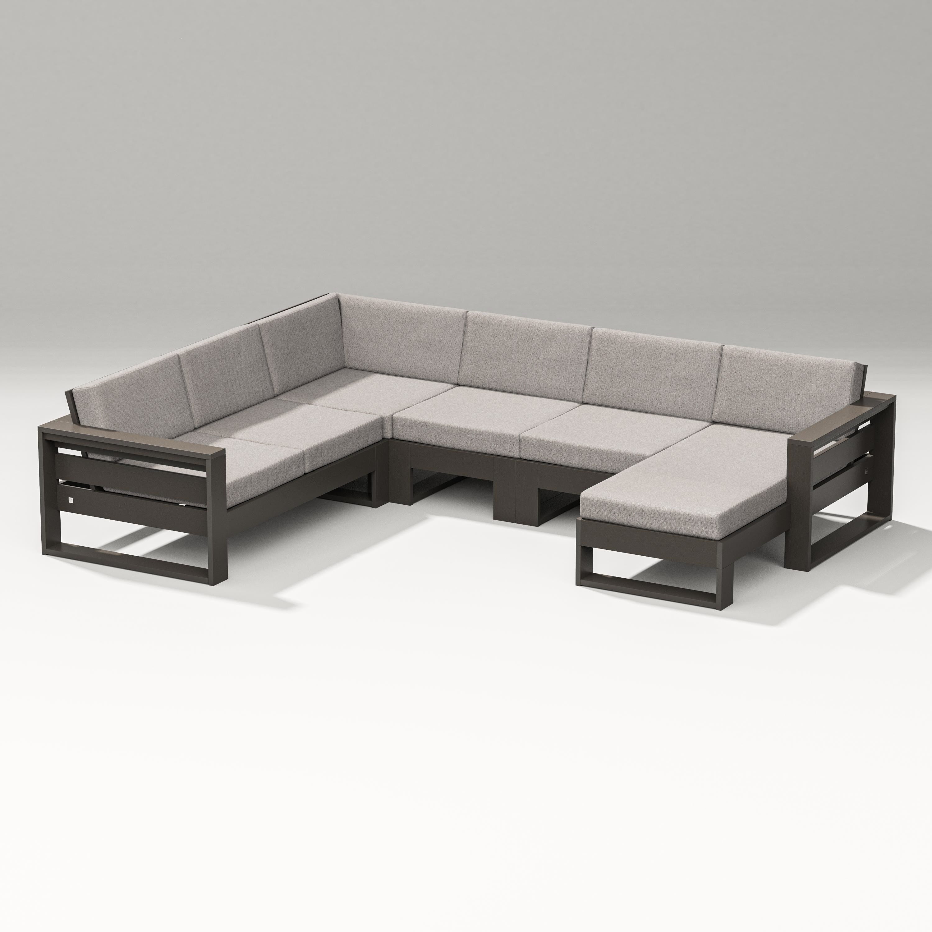 PW Designer Series Latitude Corner Sectional with Right Chaise in Vintage Coffee / Weathered Tweed