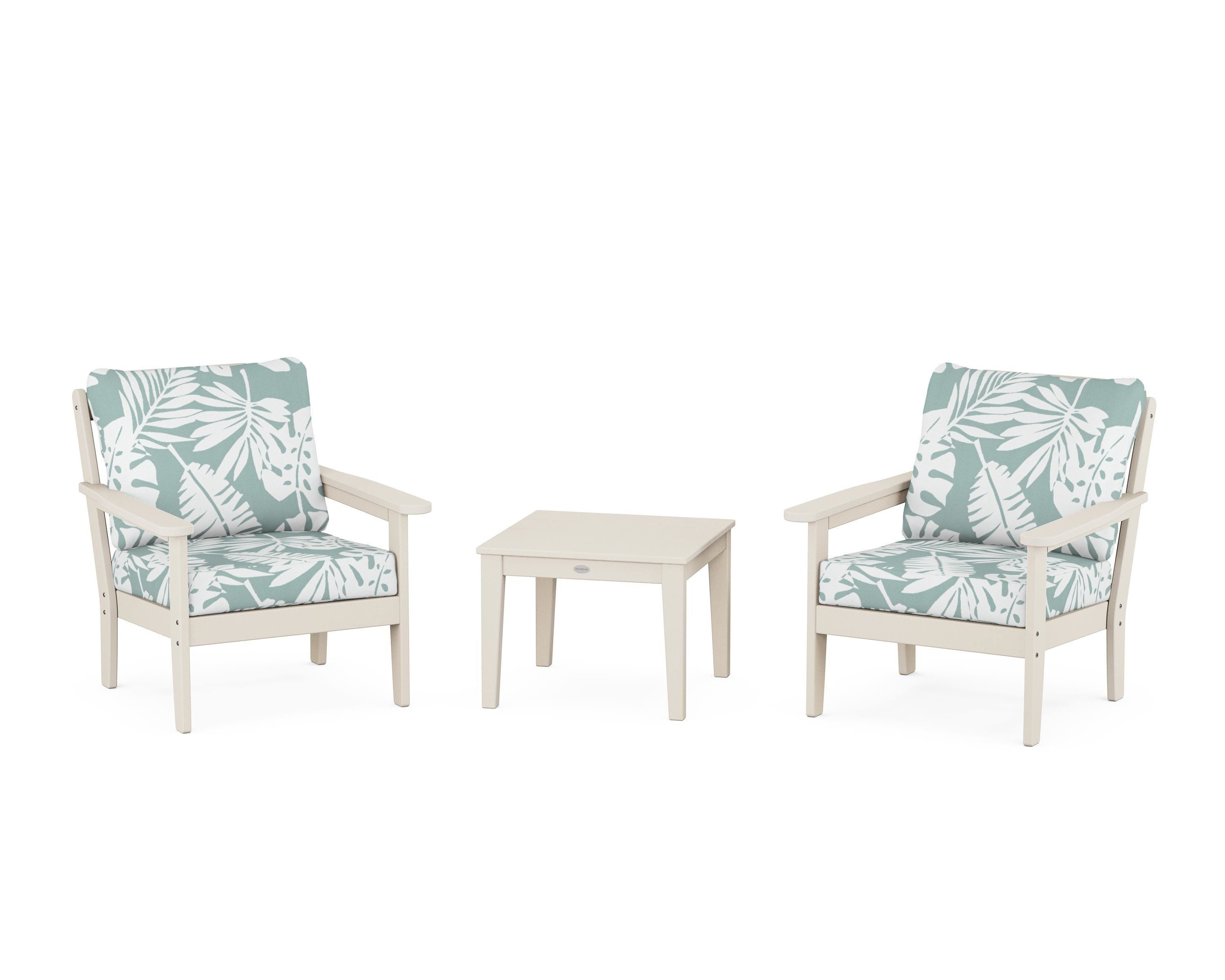 Country Living Cottage 3-Piece Deep Seating Set in Sand / Leaf Glacier Spa