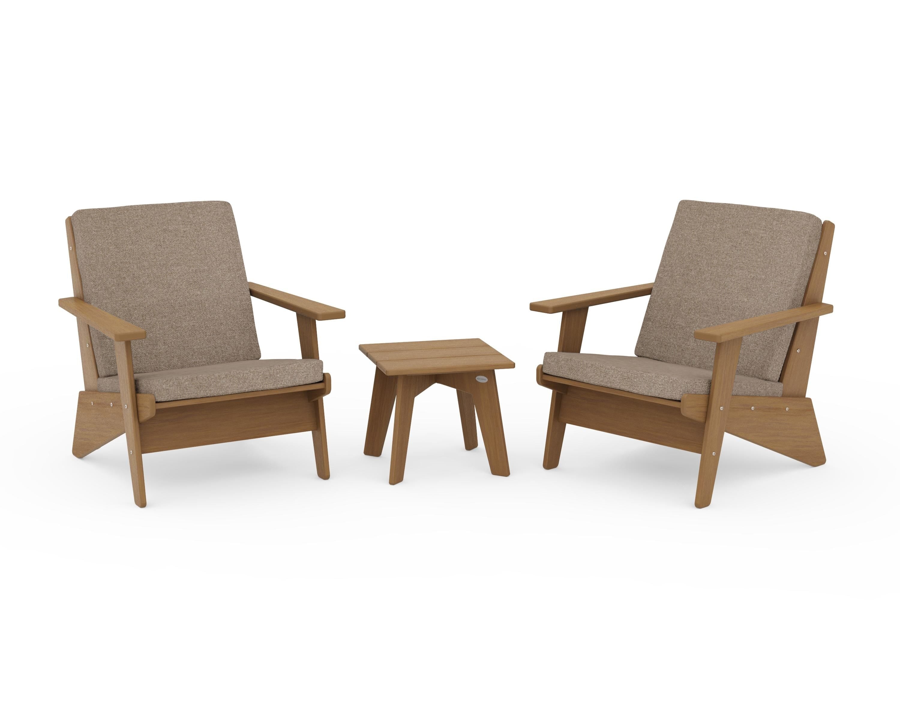 POLYWOOD Riviera Modern Lounge 3-Piece Set in Natural / Spiced Burlap