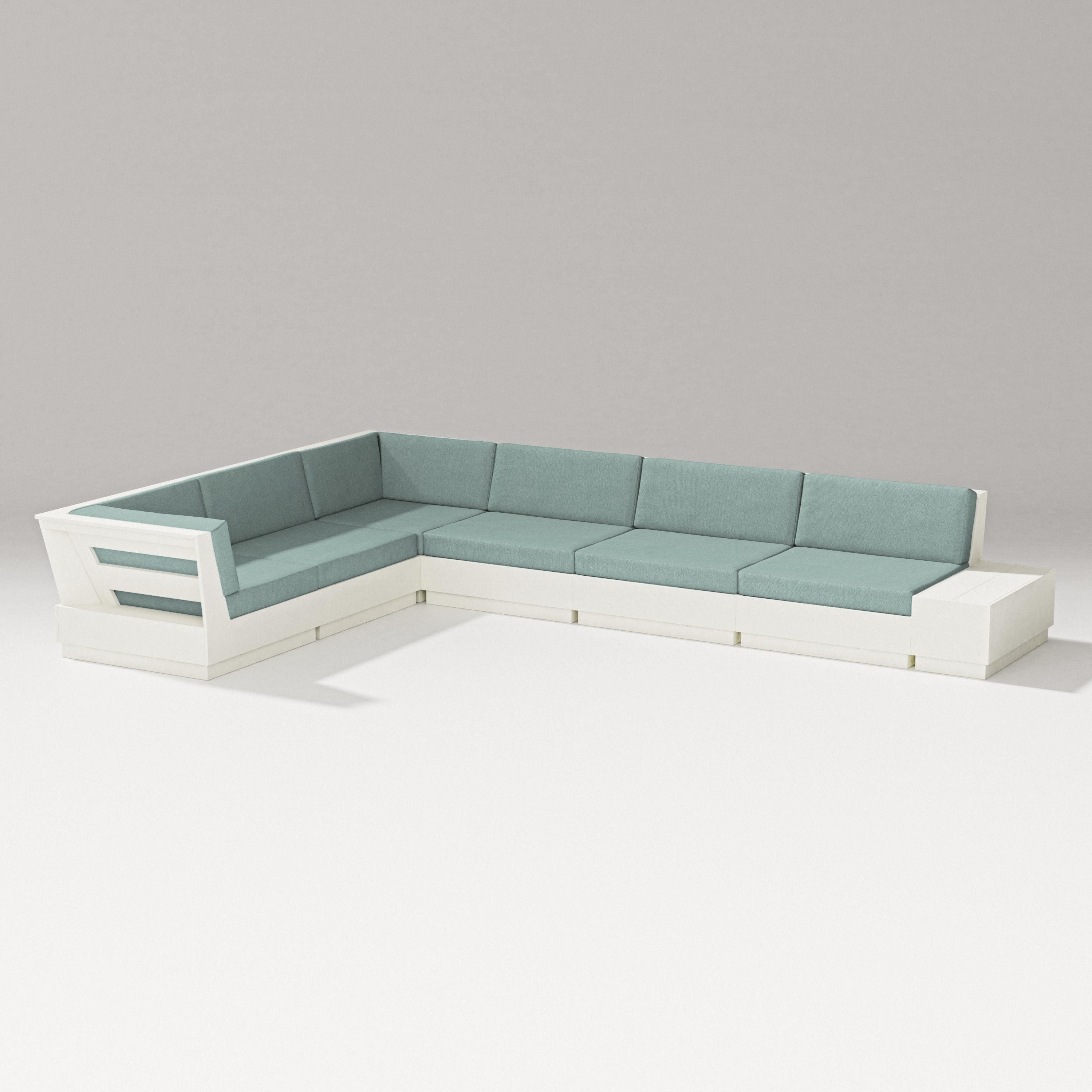 PW Designer Series Elevate 7-Piece Corner Sectional in Vintage White / Glacier Spa