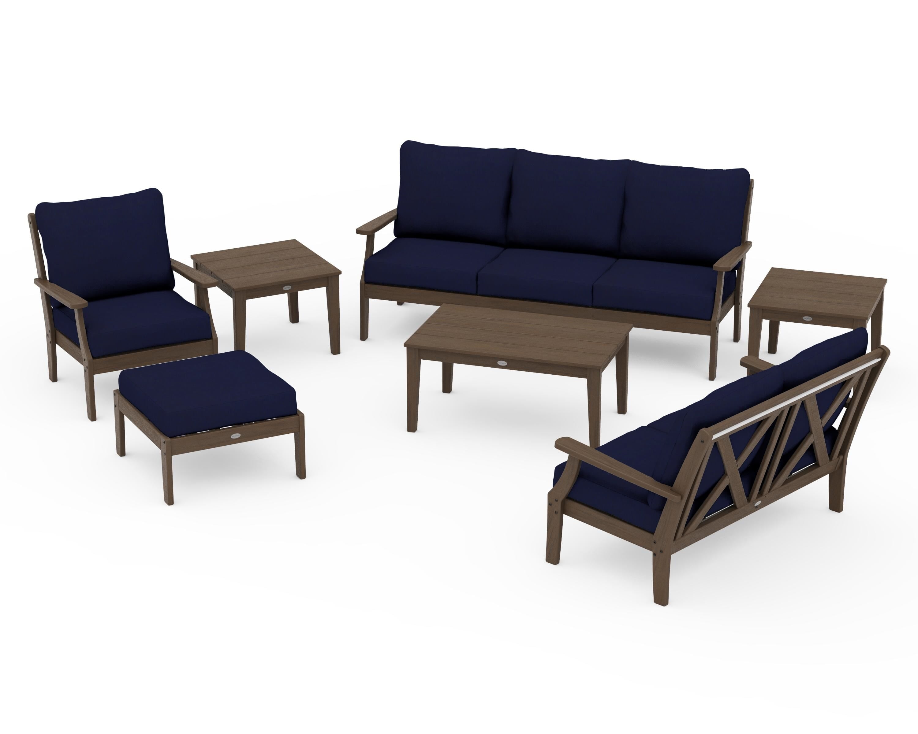POLYWOOD Braxton 7-Piece Deep Seating Set in Kona / Navy