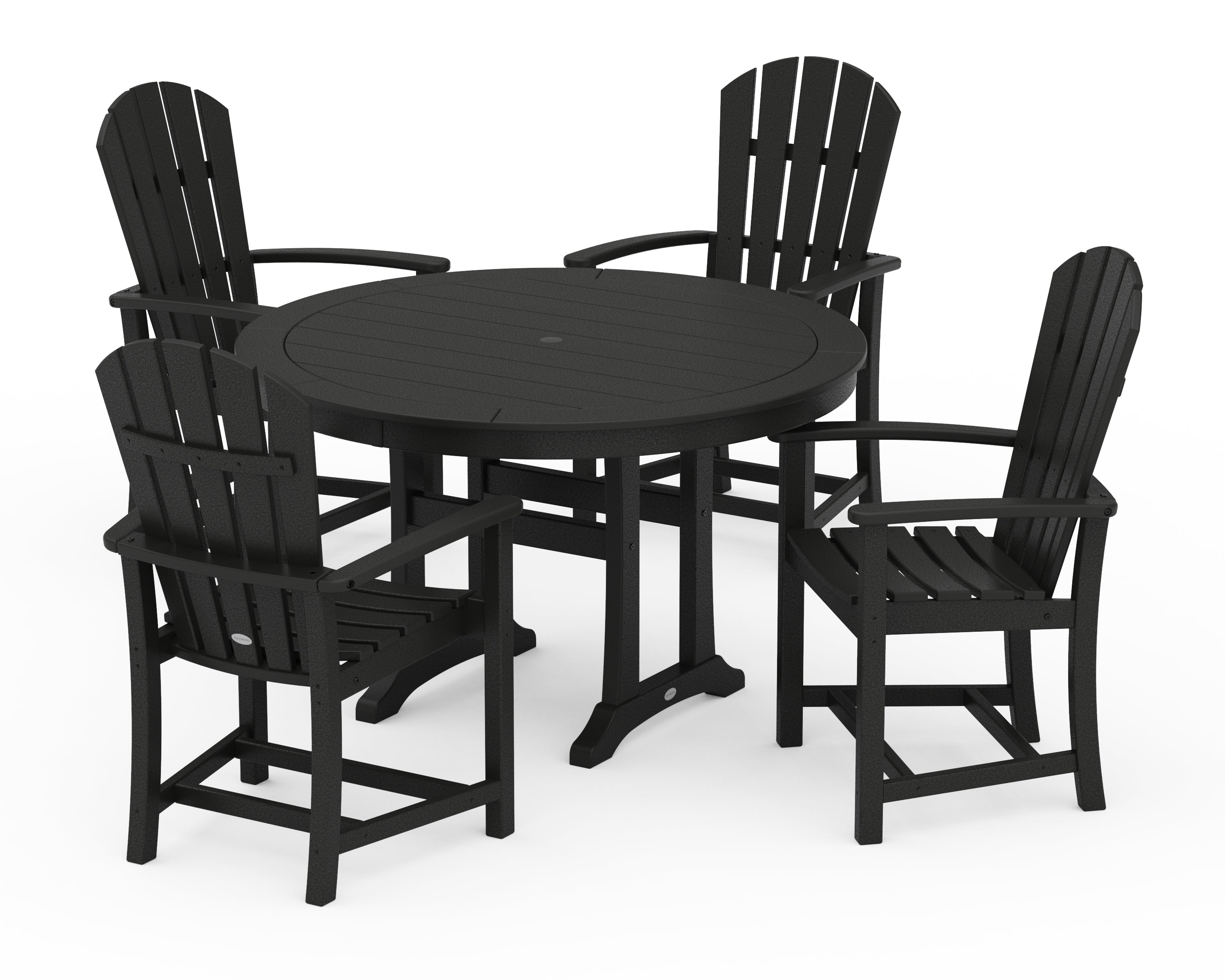 POLYWOOD Palm Coast 5-Piece Round Dining Set in Black
