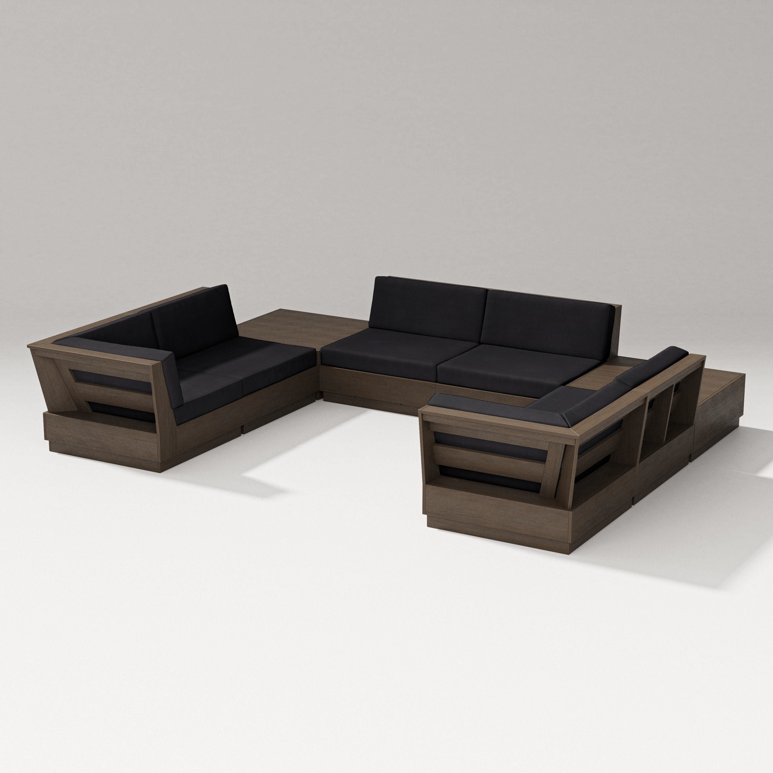 PW Designer Series Elevate 8-Piece U-Shaped Sectional in Kona / Midnight Linen