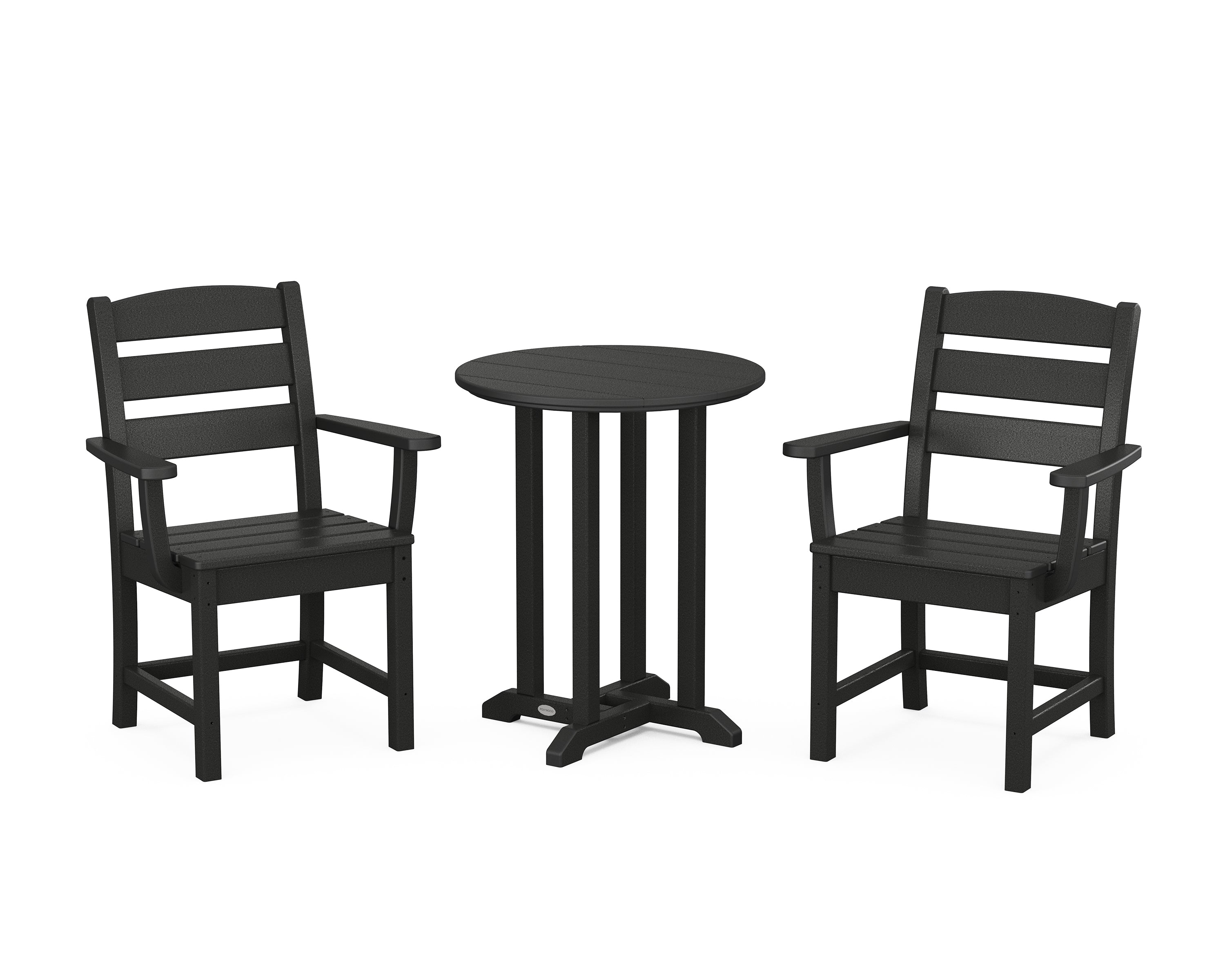 POLYWOOD Lakeside 3-Piece Round Bistro Dining Set in Black