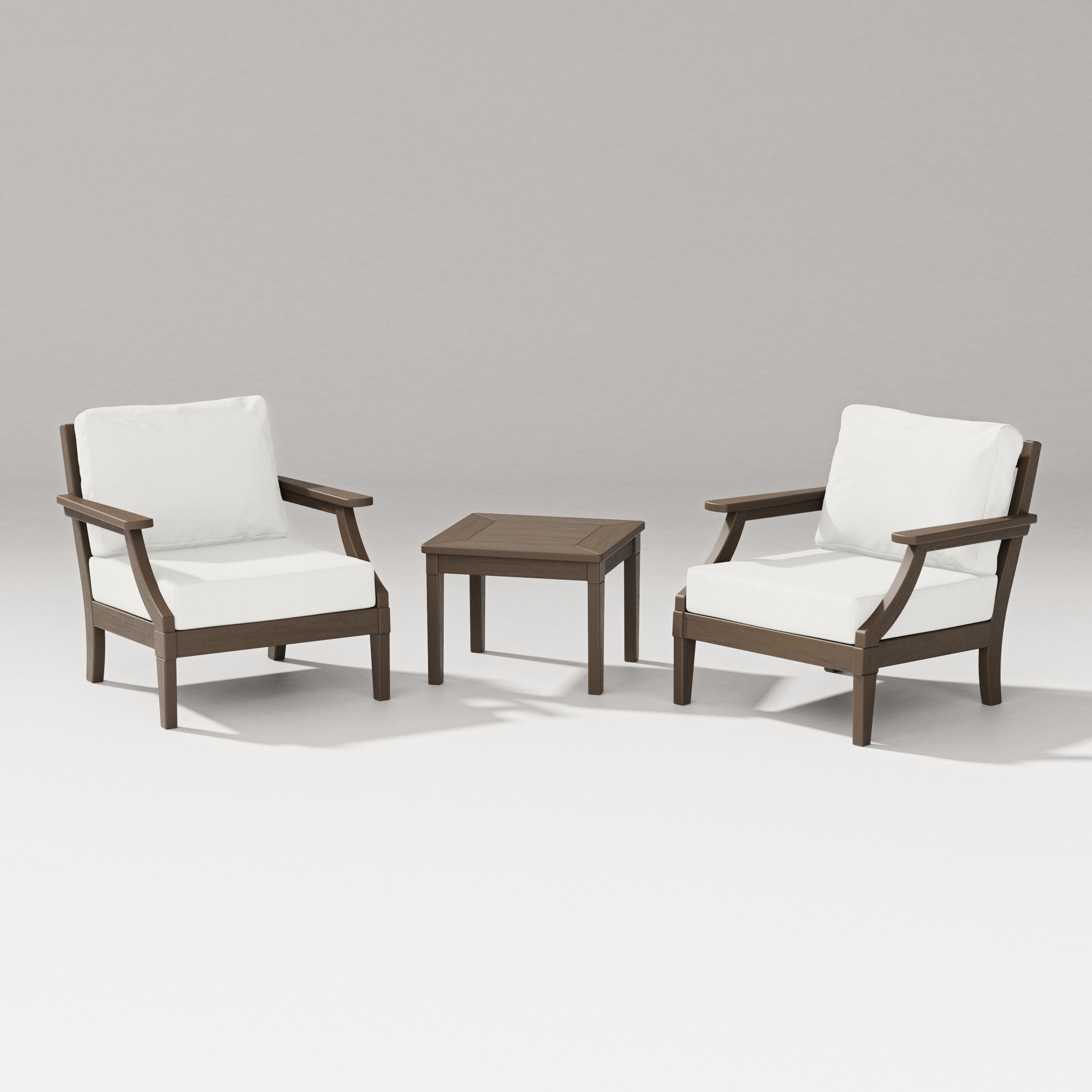 PW Designer Series Estate 3-Piece Lounge Chair Set in Kona / Natural Linen