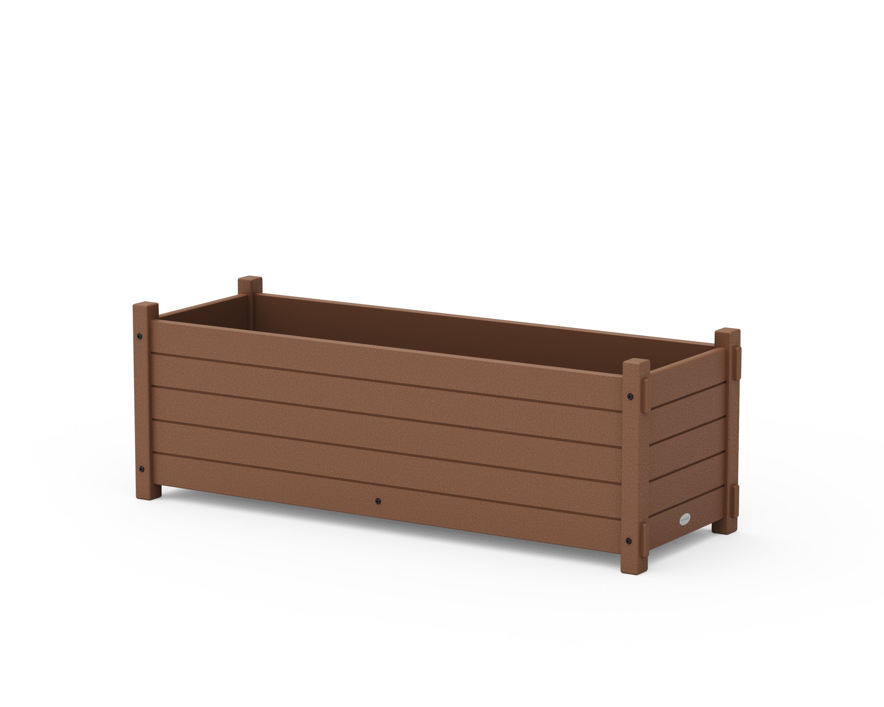 POLYWOOD Nautical Rectangle Triple Planter Box in Teak