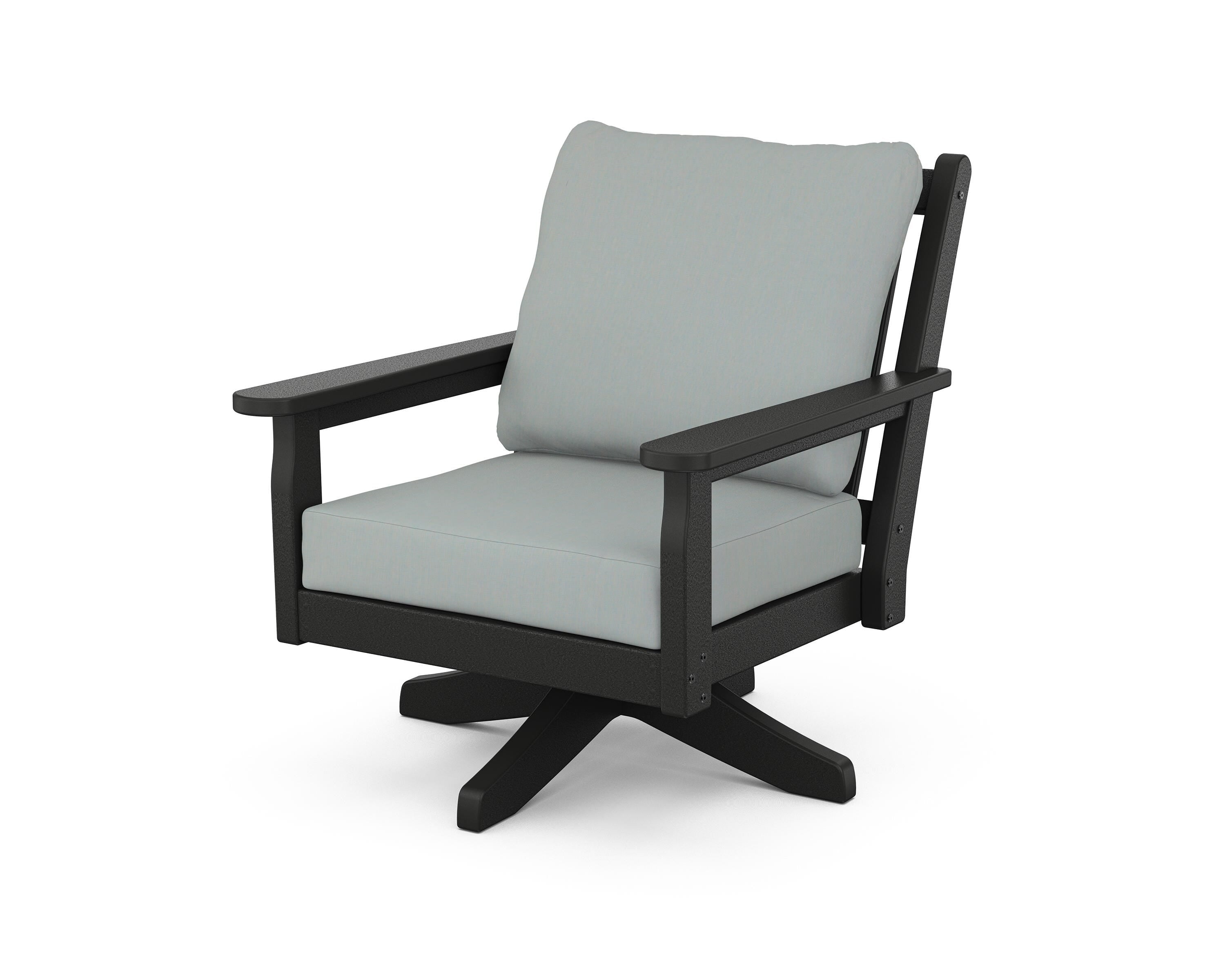 POLYWOOD Chippendale Deep Seating Swivel Chair in Black / Spa
