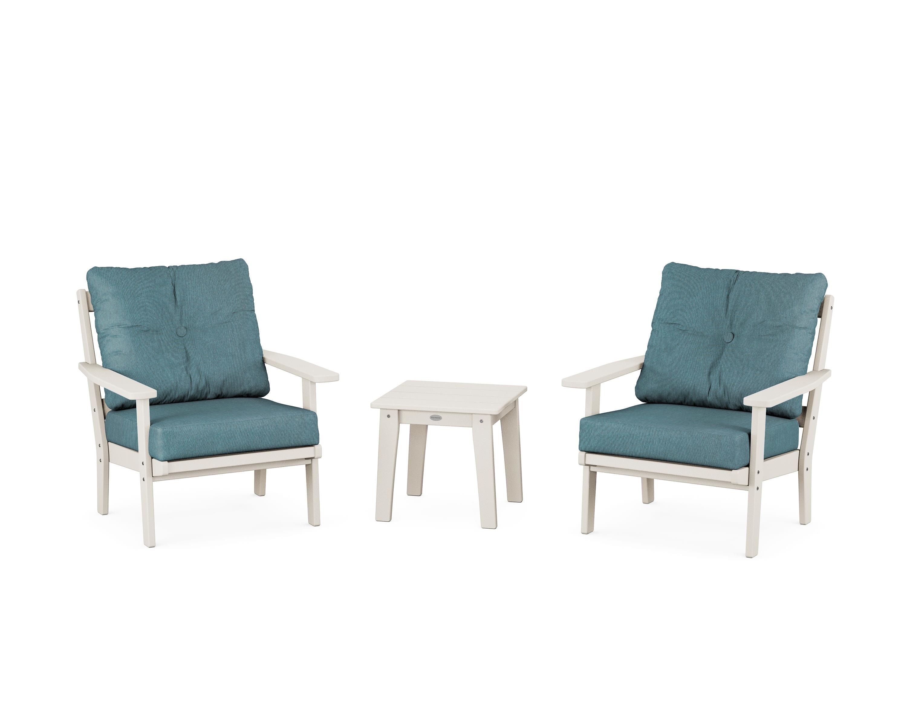 POLYWOOD Prairie 3-Piece Deep Seating Set in Sand / Ocean Teal