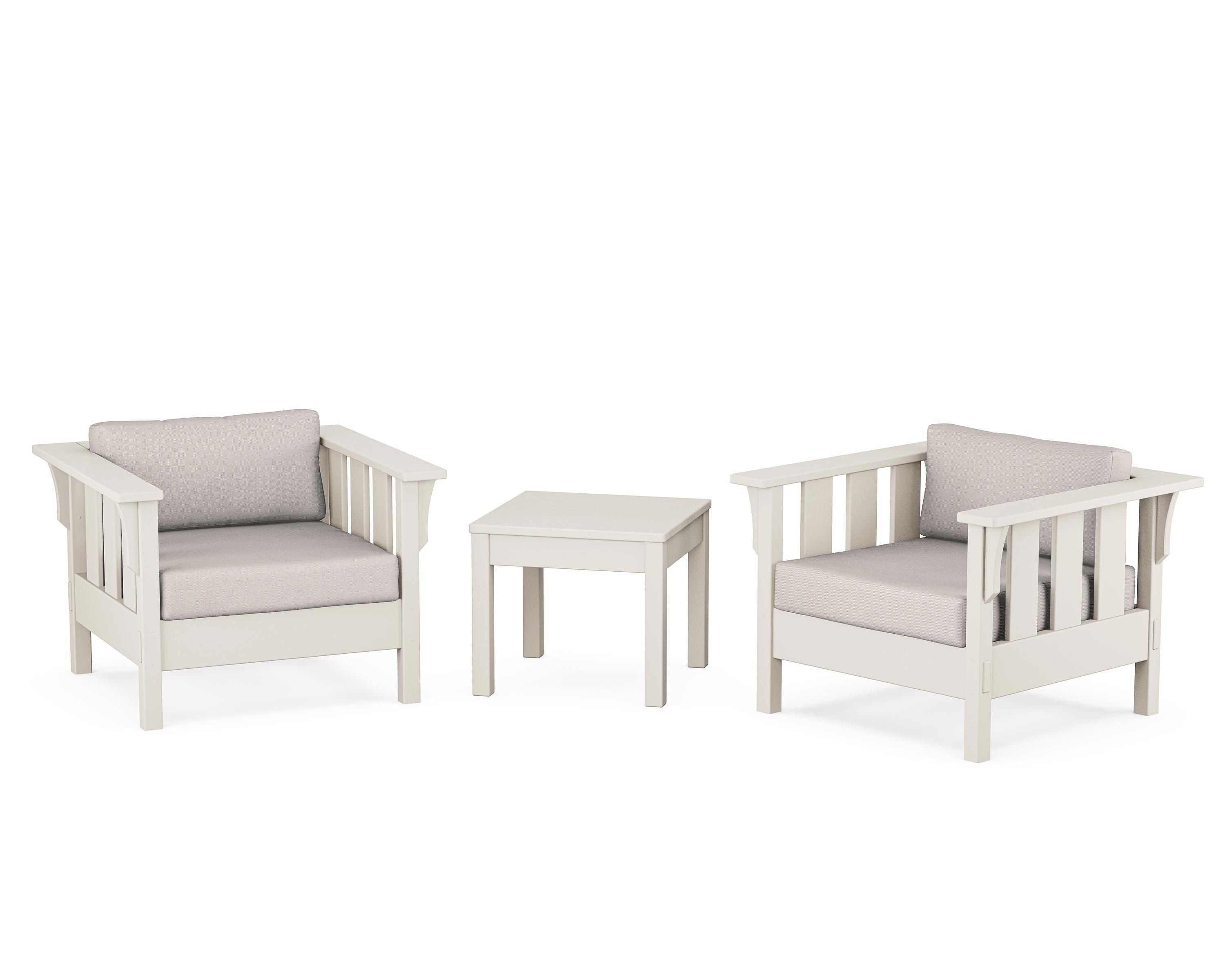Martha Stewart by POLYWOOD Acadia 3-Piece Deep Seating Set in Sand / Dune Burlap