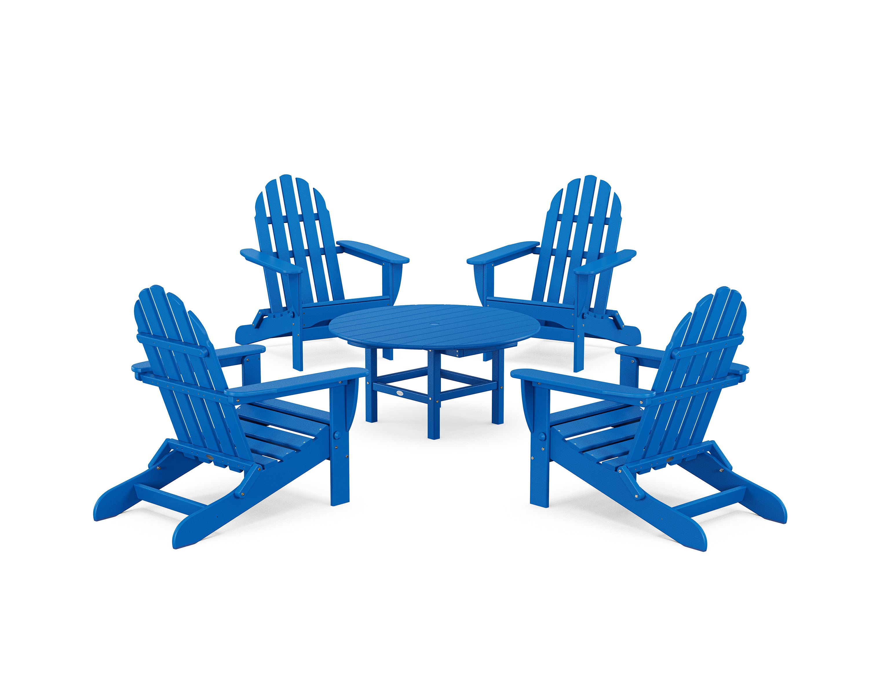 POLYWOOD® Classic Folding Adirondack 5-Piece Conversation Group in Pacific Blue