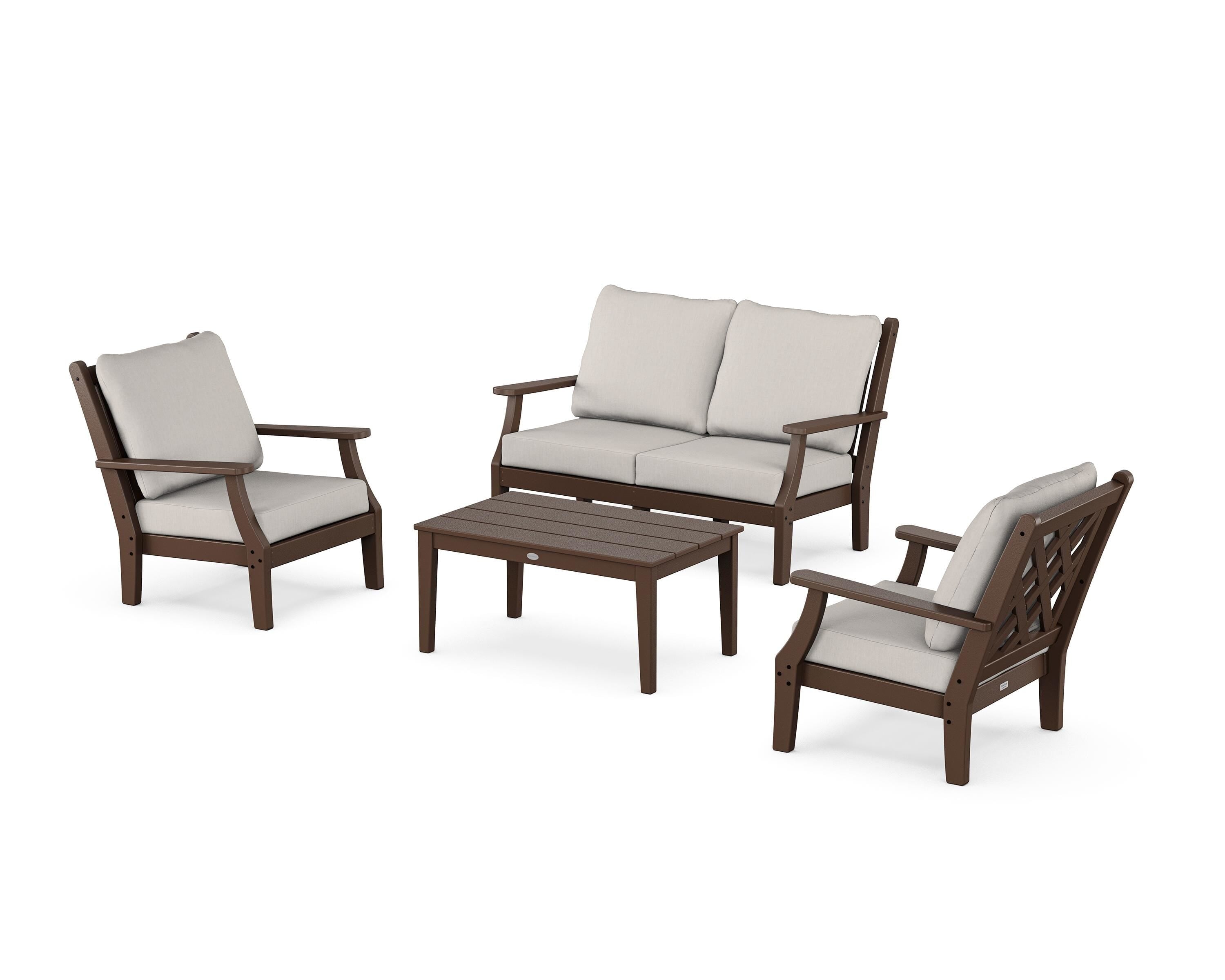 Country Living Wovendale 4-Piece Deep Seating Set with Loveseat in Mahogany / Cast Ash