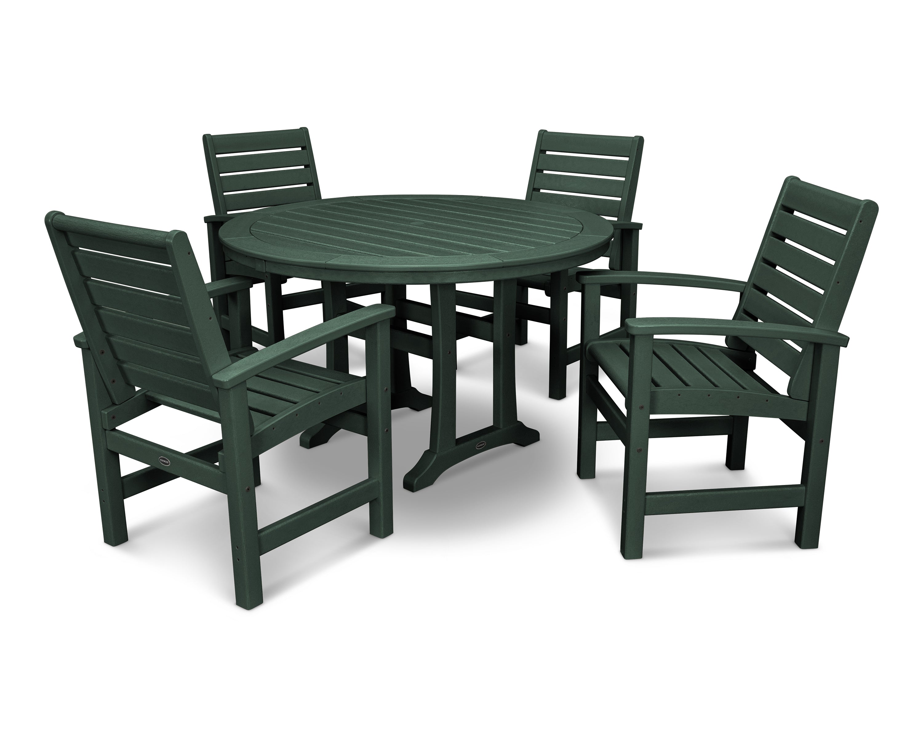 POLYWOOD® Signature 5-Piece Round Dining Set with Trestle Legs in Green