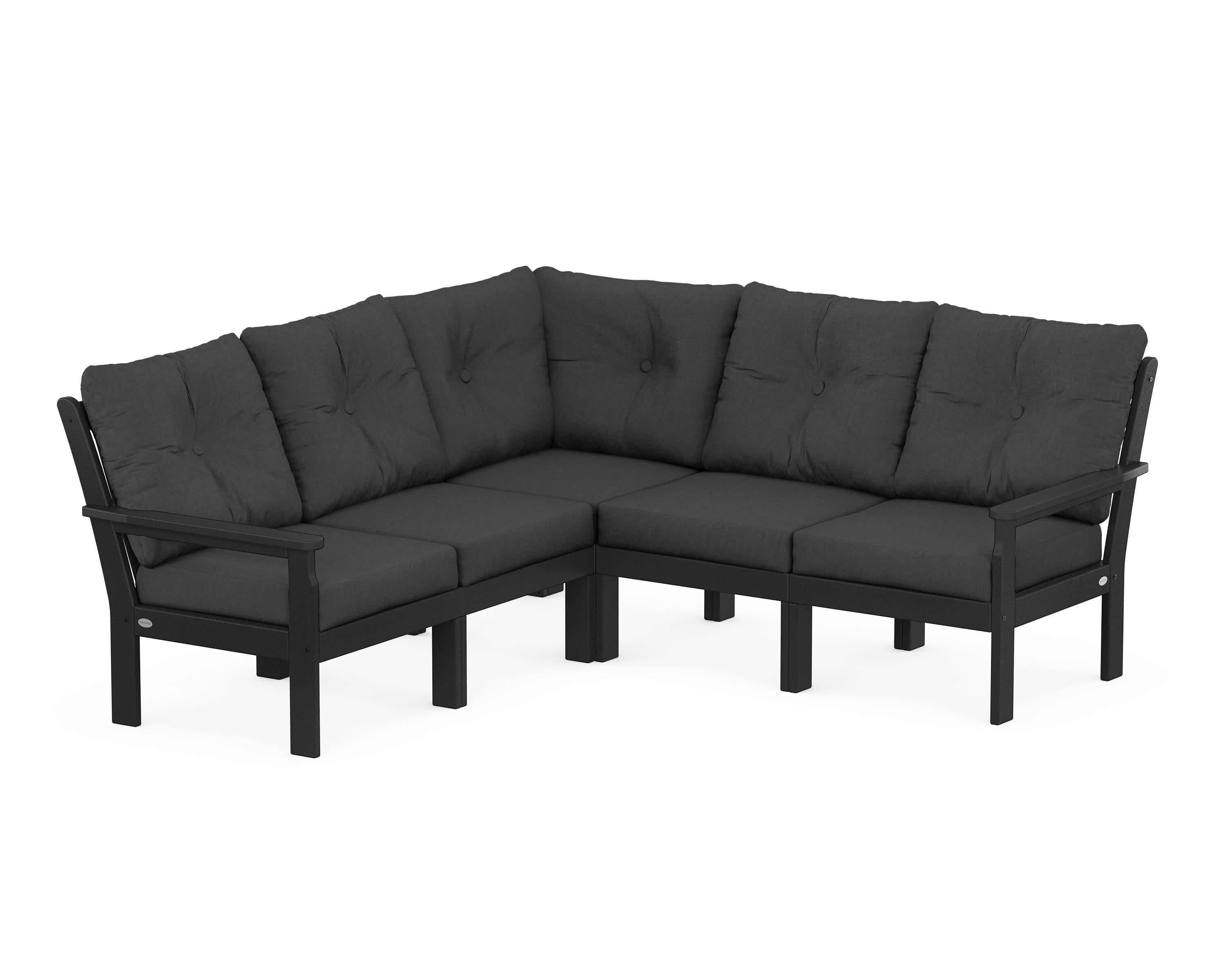 POLYWOOD Vineyard 5-Piece Sectional in Black / Spectrum Carbon