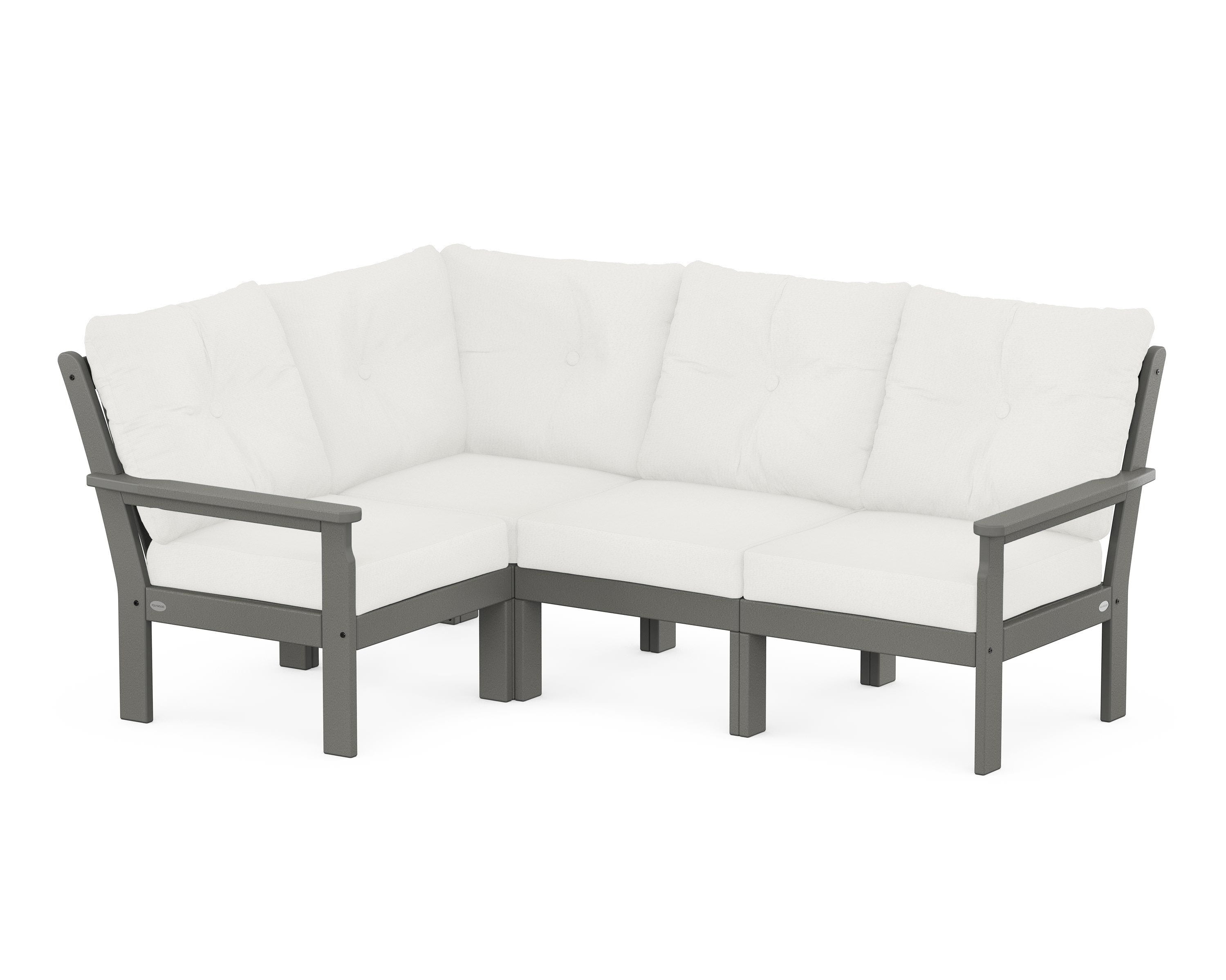 POLYWOOD Vineyard 4-Piece Sectional in Slate Grey / Natural Linen