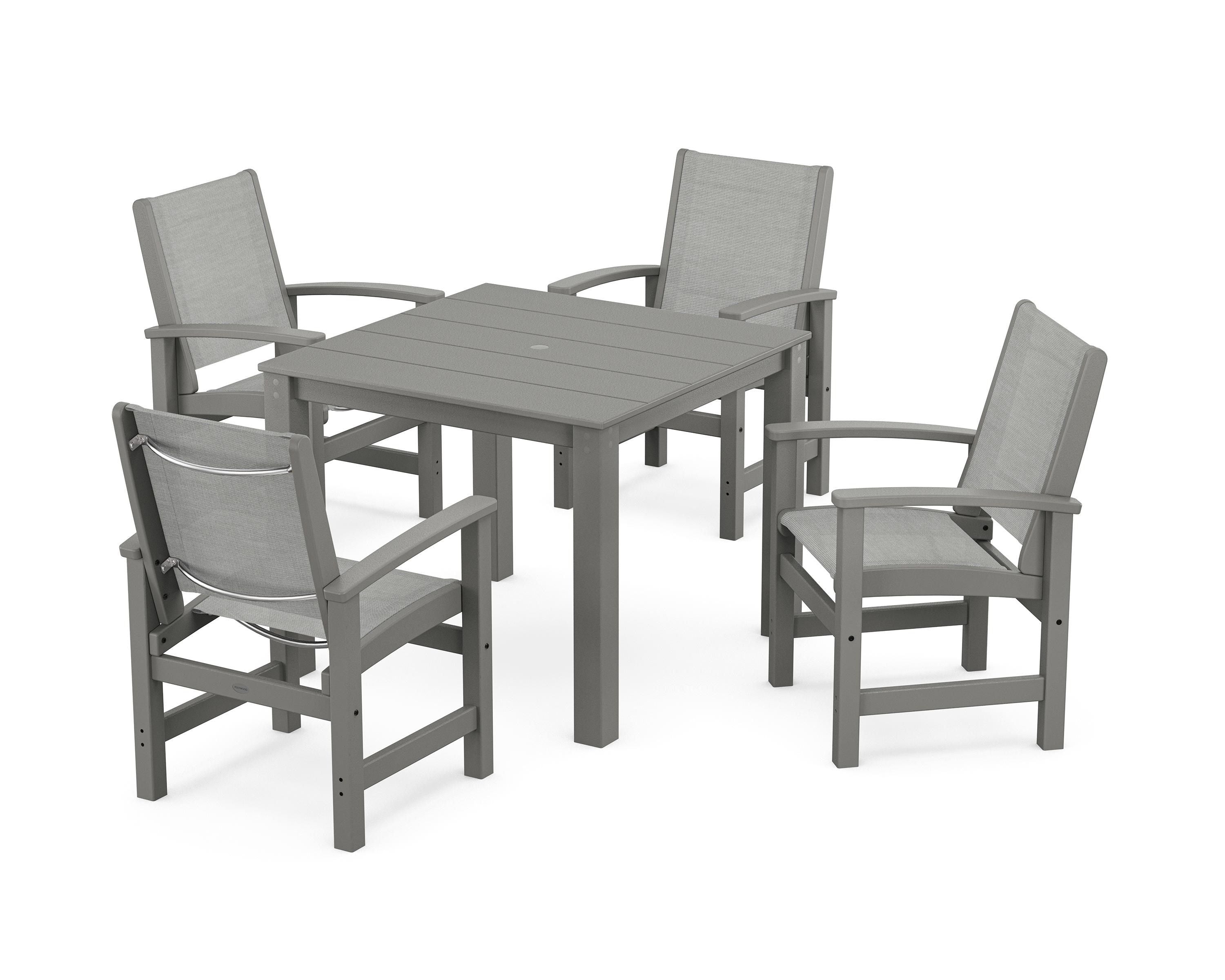 POLYWOOD Coastal 5-Piece Parsons Dining Set in Slate Grey / Metallic Sling