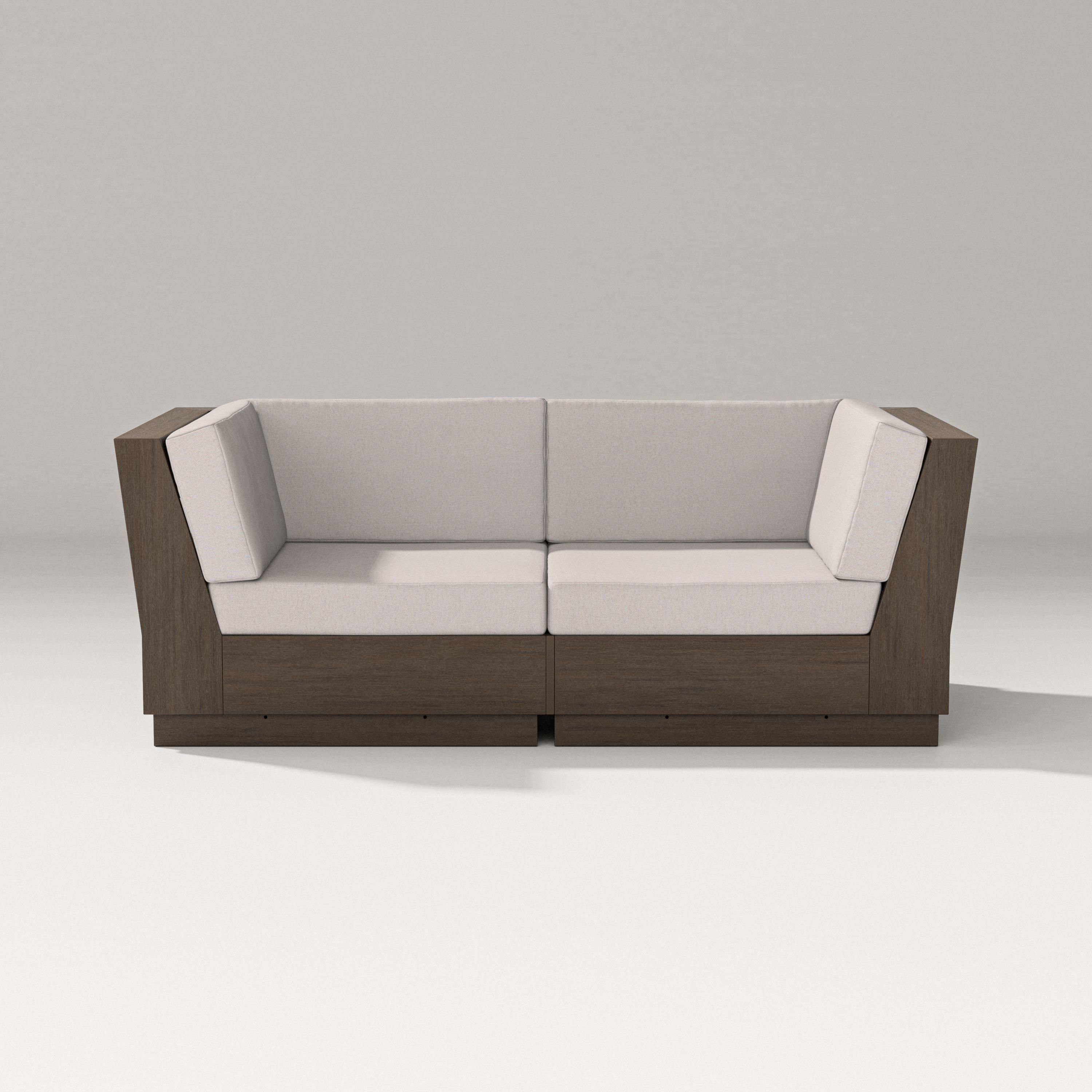 PW Designer Series Elevate Loveseat Sectional in Kona / Dune Burlap
