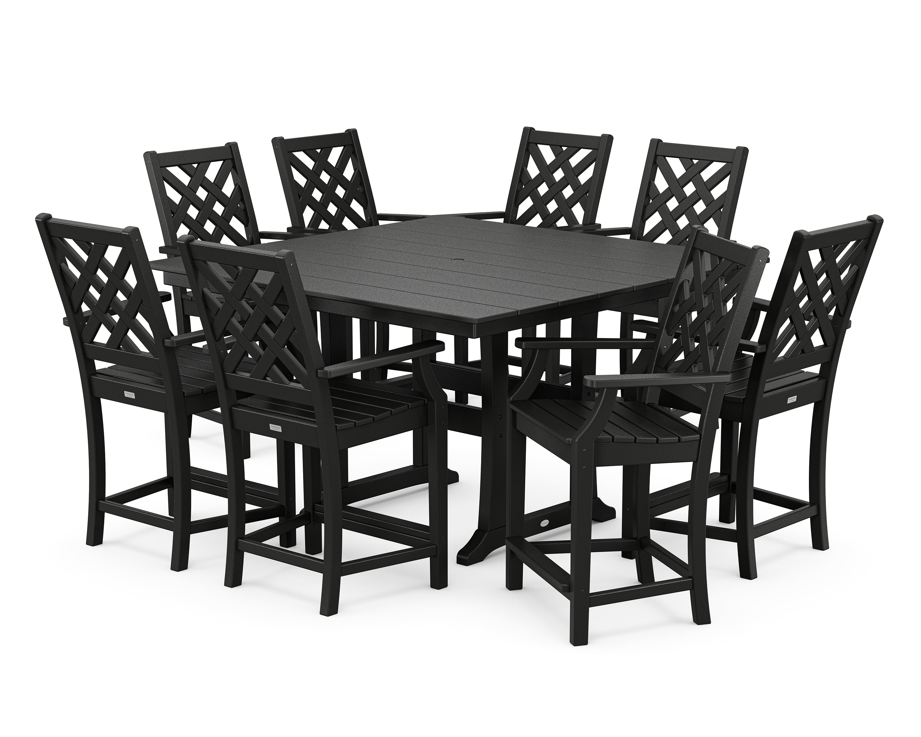 Country Living Wovendale 9-Piece Square Farmhouse Counter Set with Trestle Legs in Black
