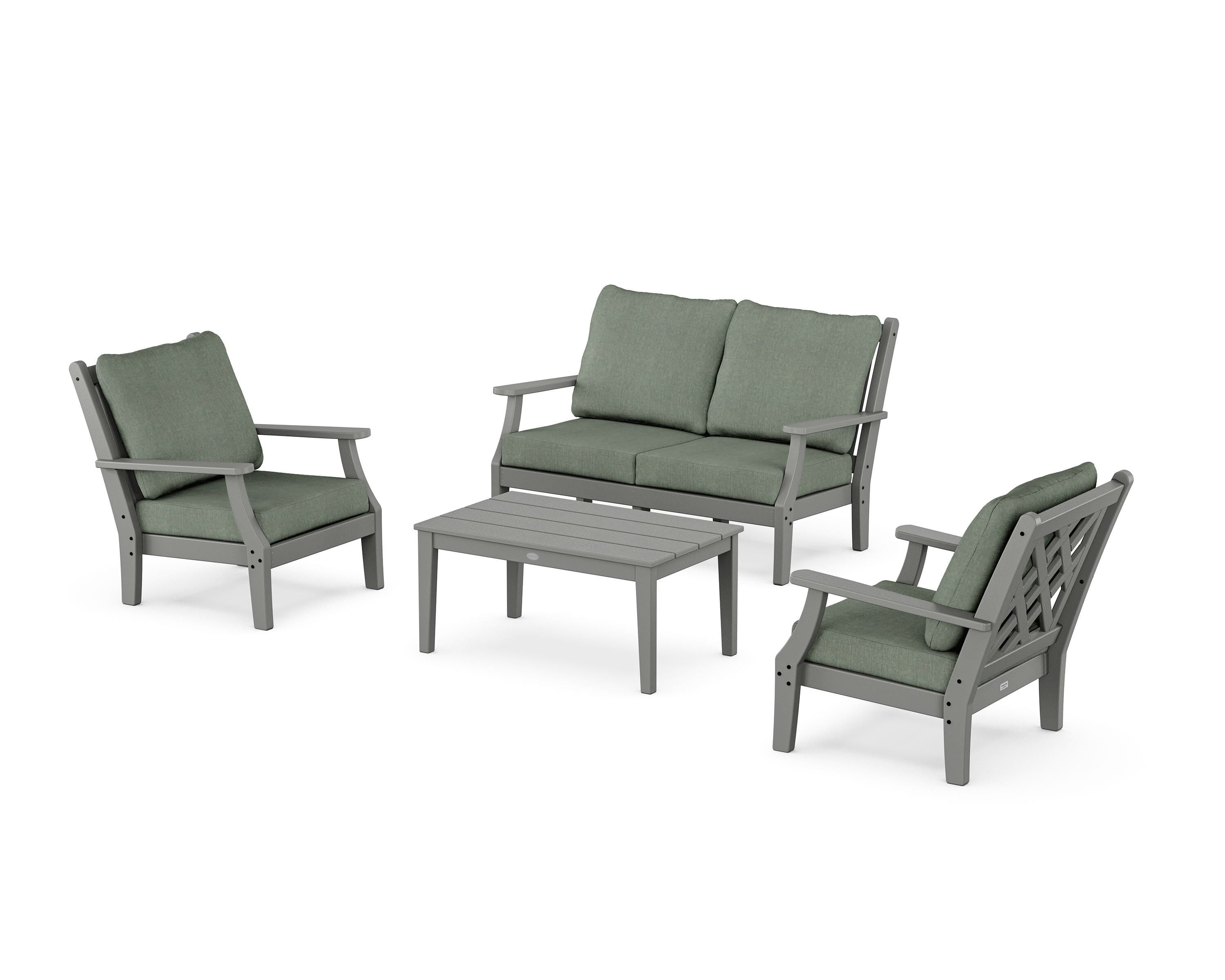 Country Living Wovendale 4-Piece Deep Seating Set with Loveseat in Slate Grey / Cast Sage