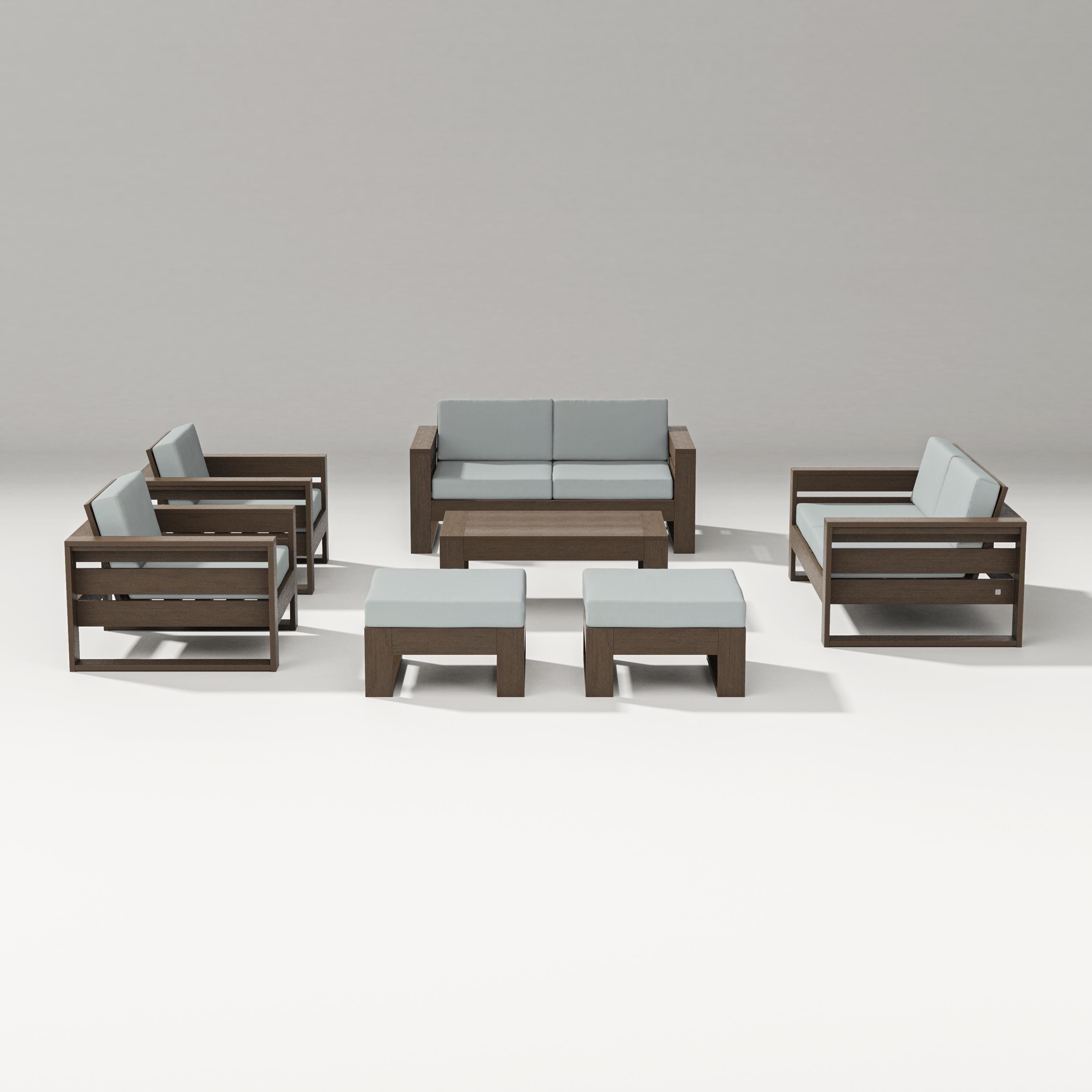 PW Designer Series Latitude 7-Piece Lounge Loveseat Set in Kona / Spa