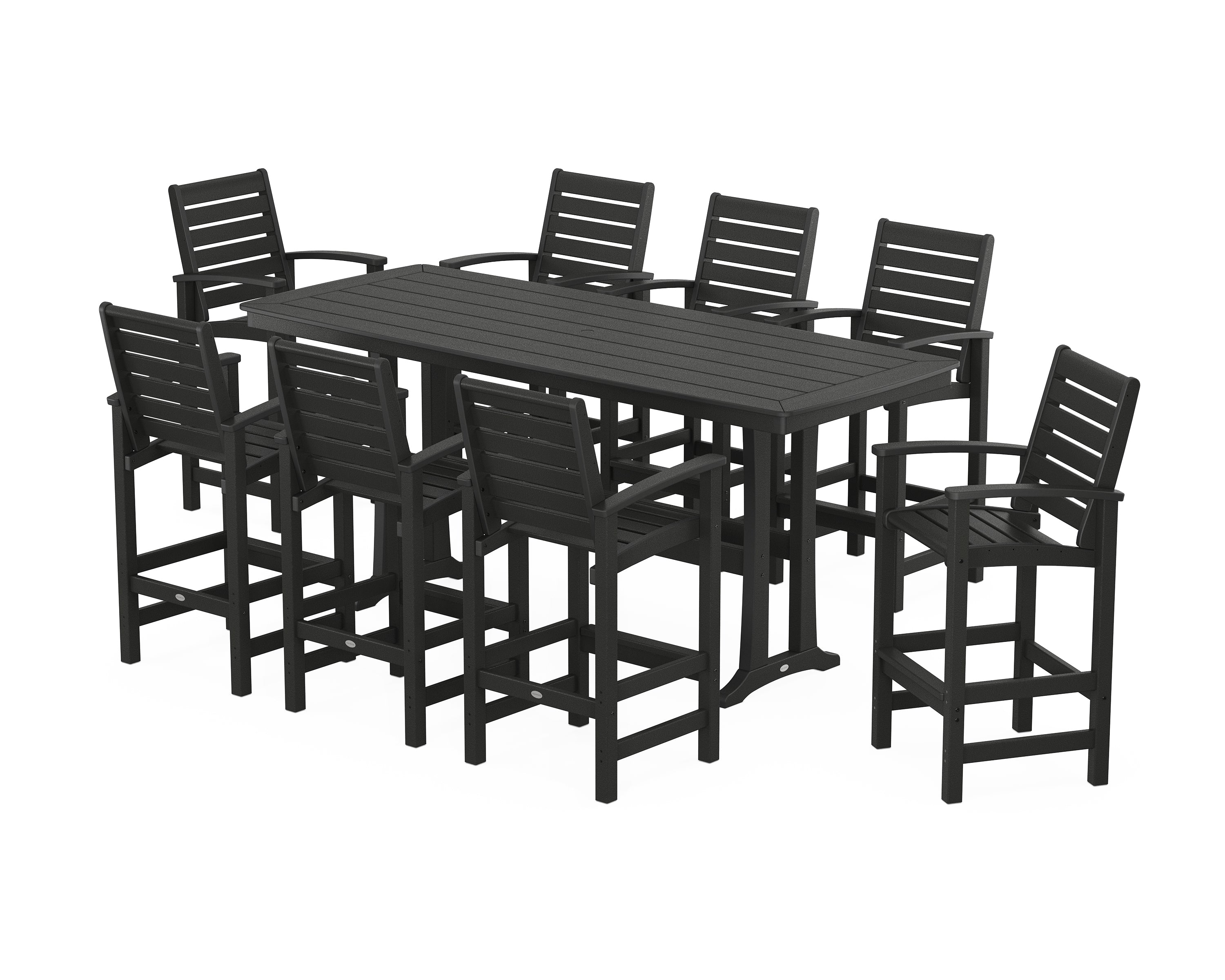 POLYWOOD® Signature 9-Piece Bar Set with Trestle Legs in Black