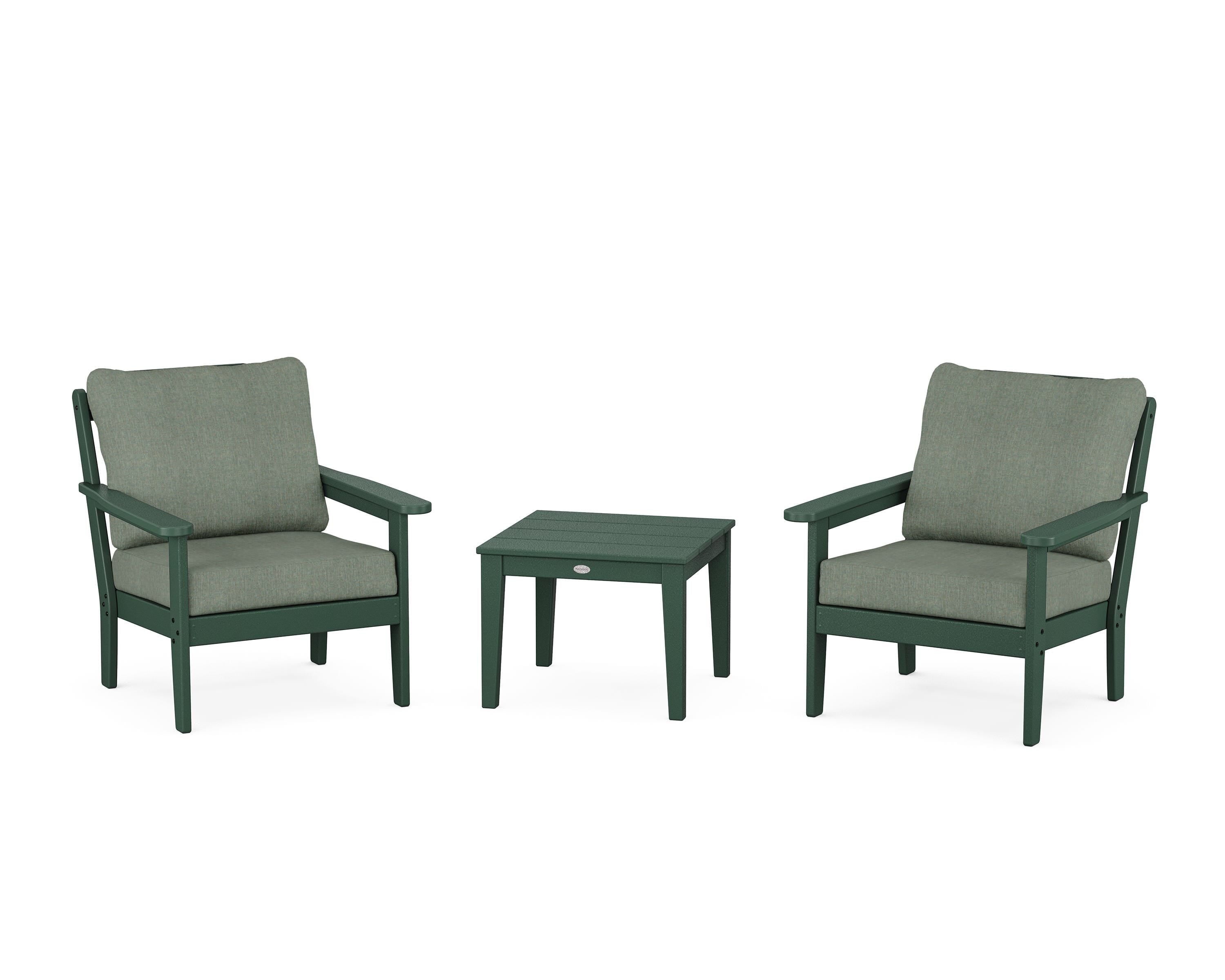 Country Living Cottage 3-Piece Deep Seating Set in Green / Cast Sage