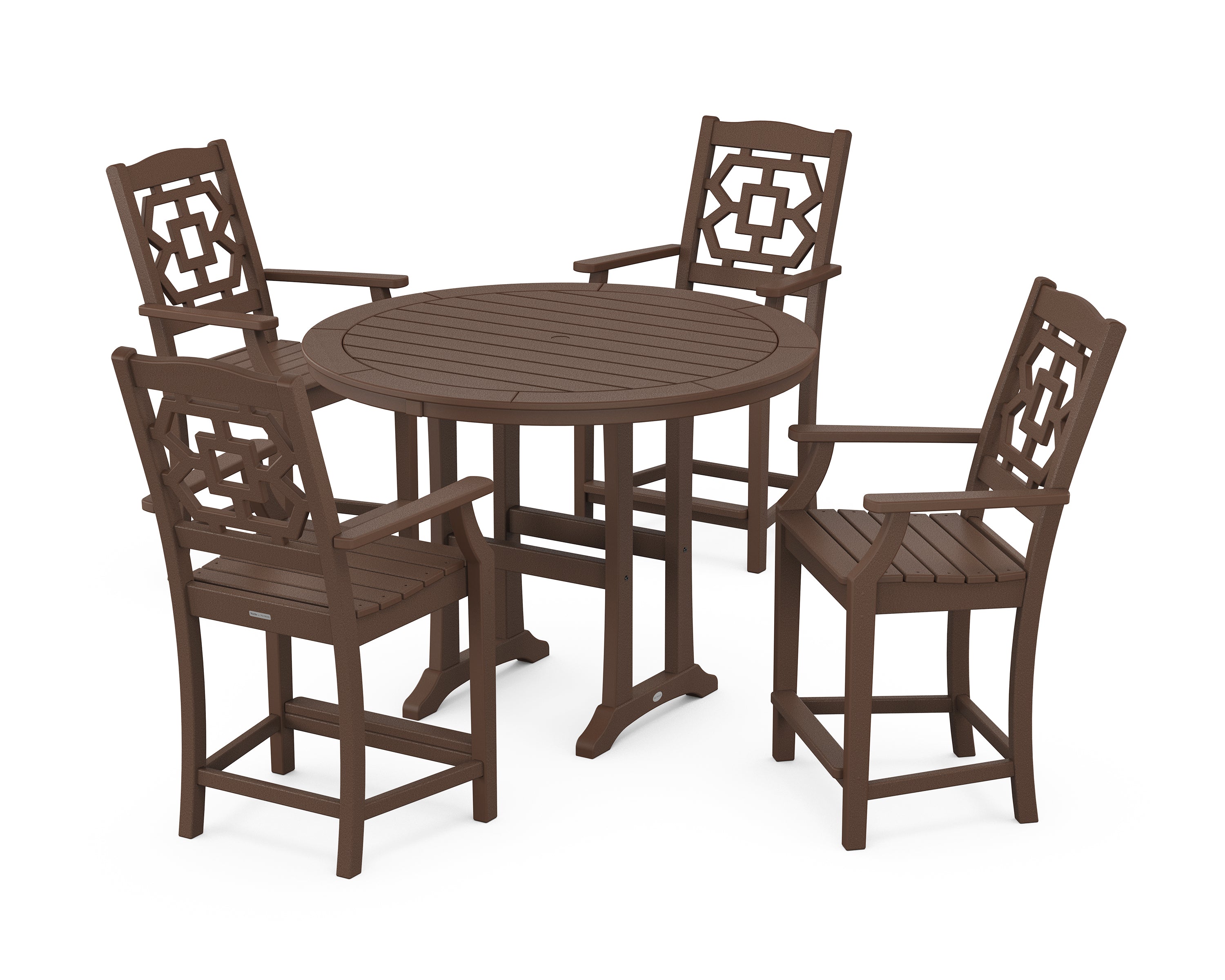 Martha Stewart by POLYWOOD® Chinoiserie 5-Piece Round Counter Set in Mahogany