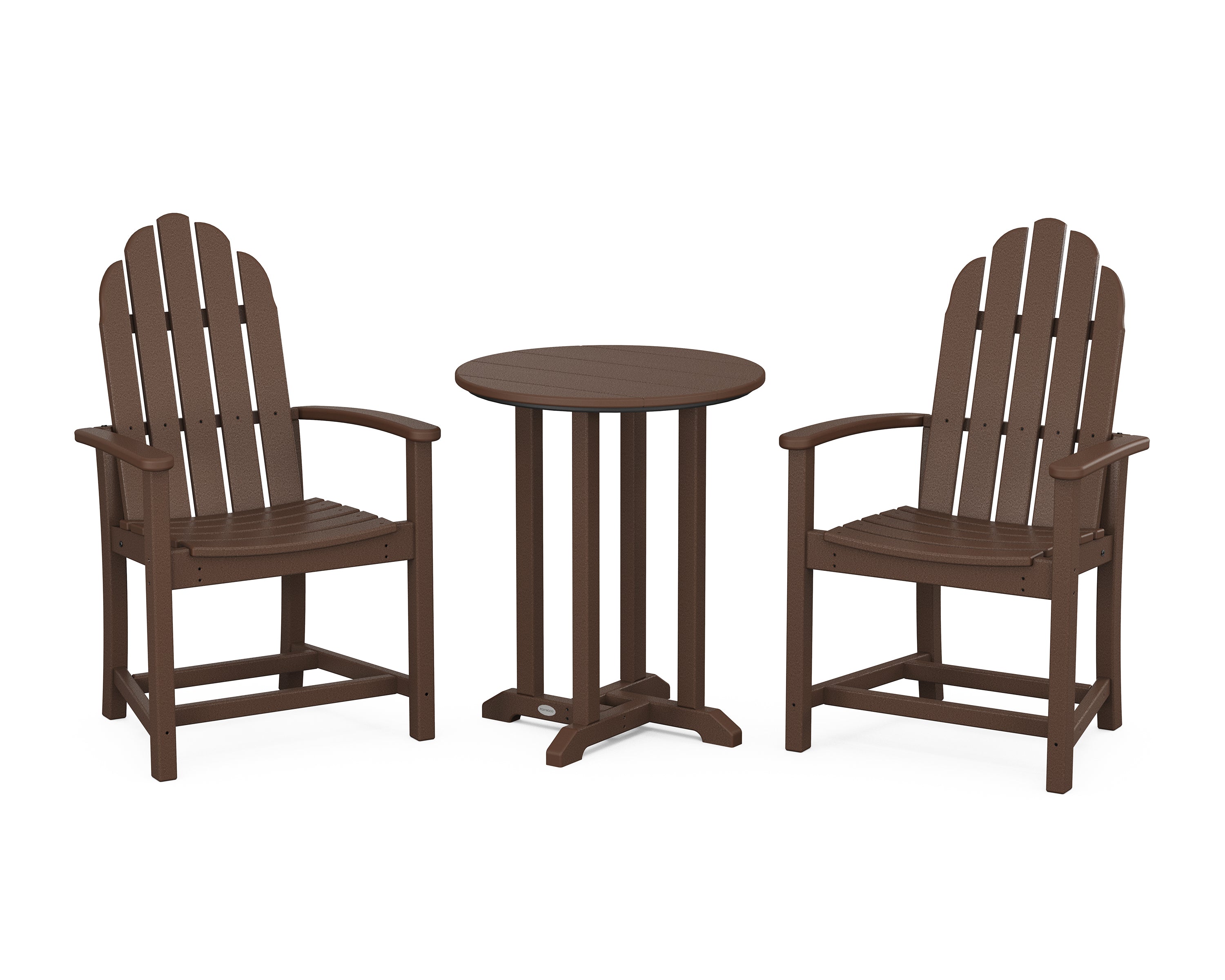 POLYWOOD Classic Adirondack 3-Piece Round Bistro Dining Set in Mahogany