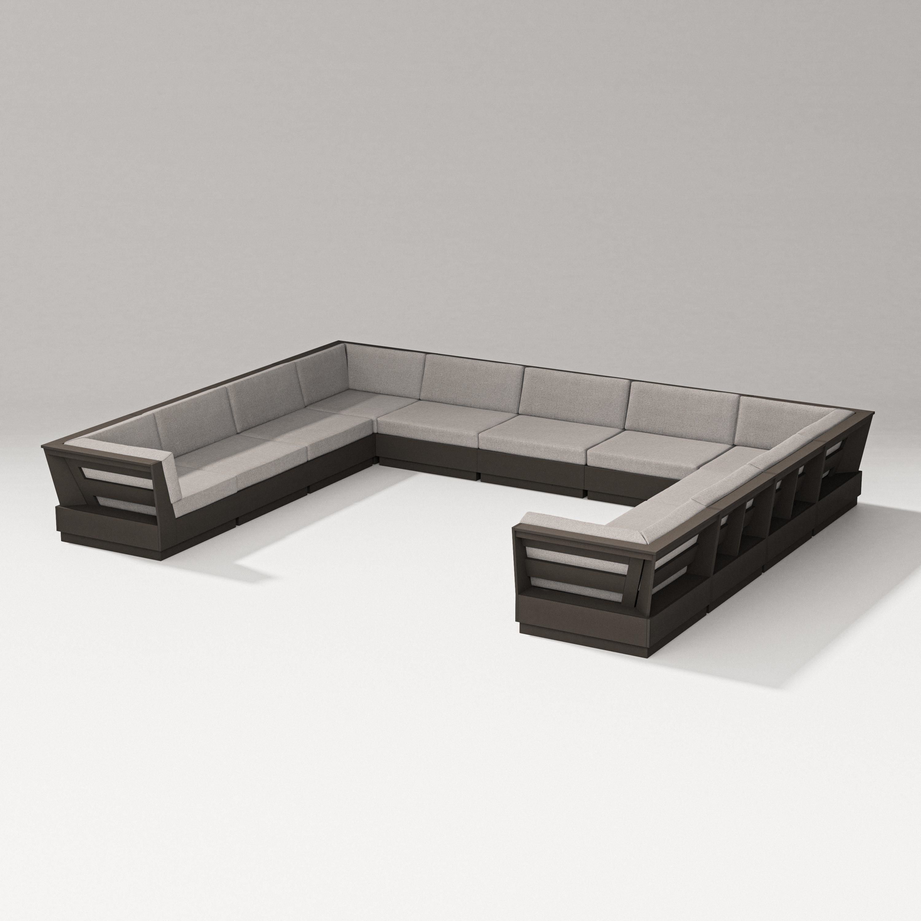 PW Designer Series Elevate Large U-Shaped Sectional in Vintage Coffee / Weathered Tweed