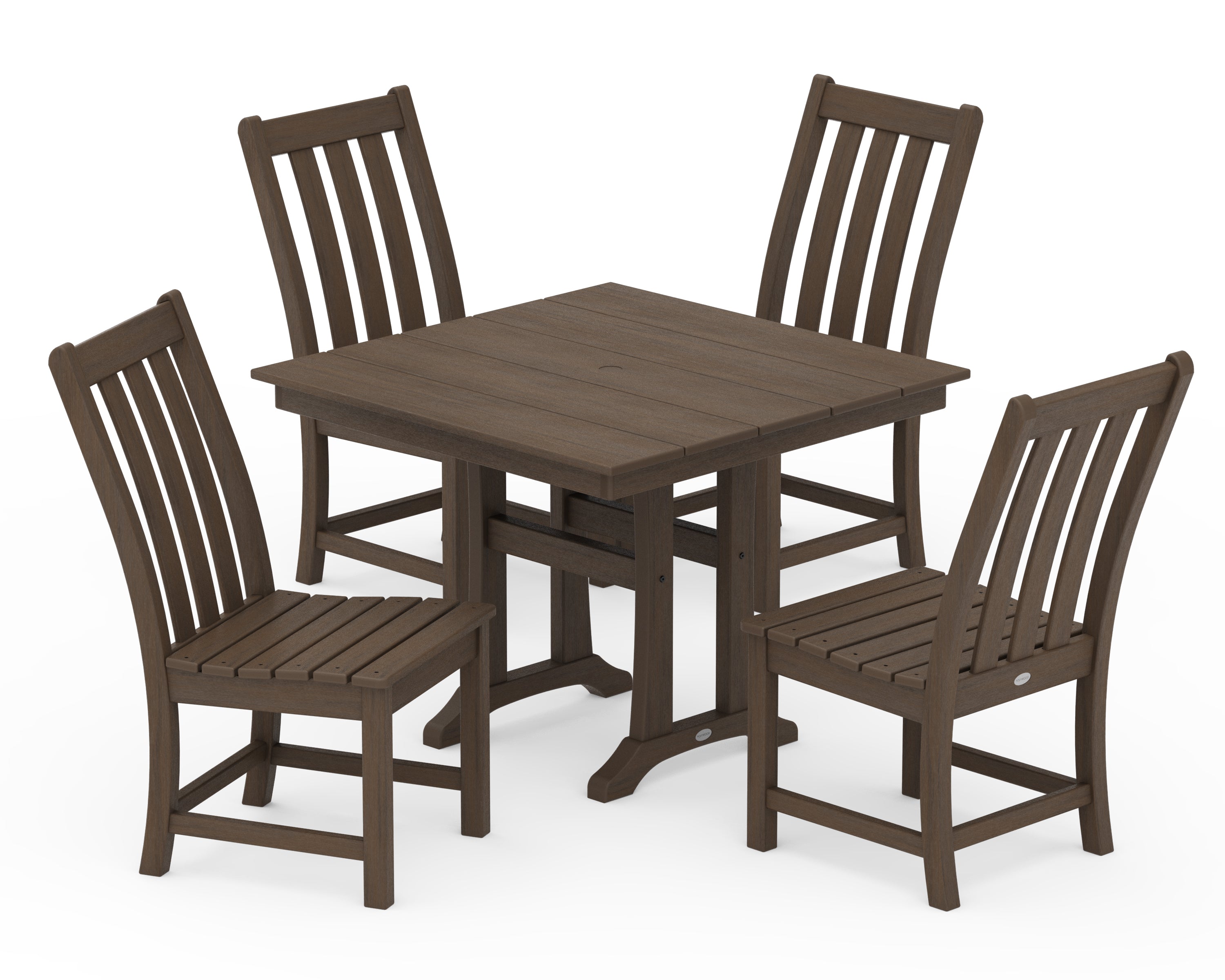 POLYWOOD Vineyard 5-Piece Farmhouse Trestle Side Chair Dining Set in Kona
