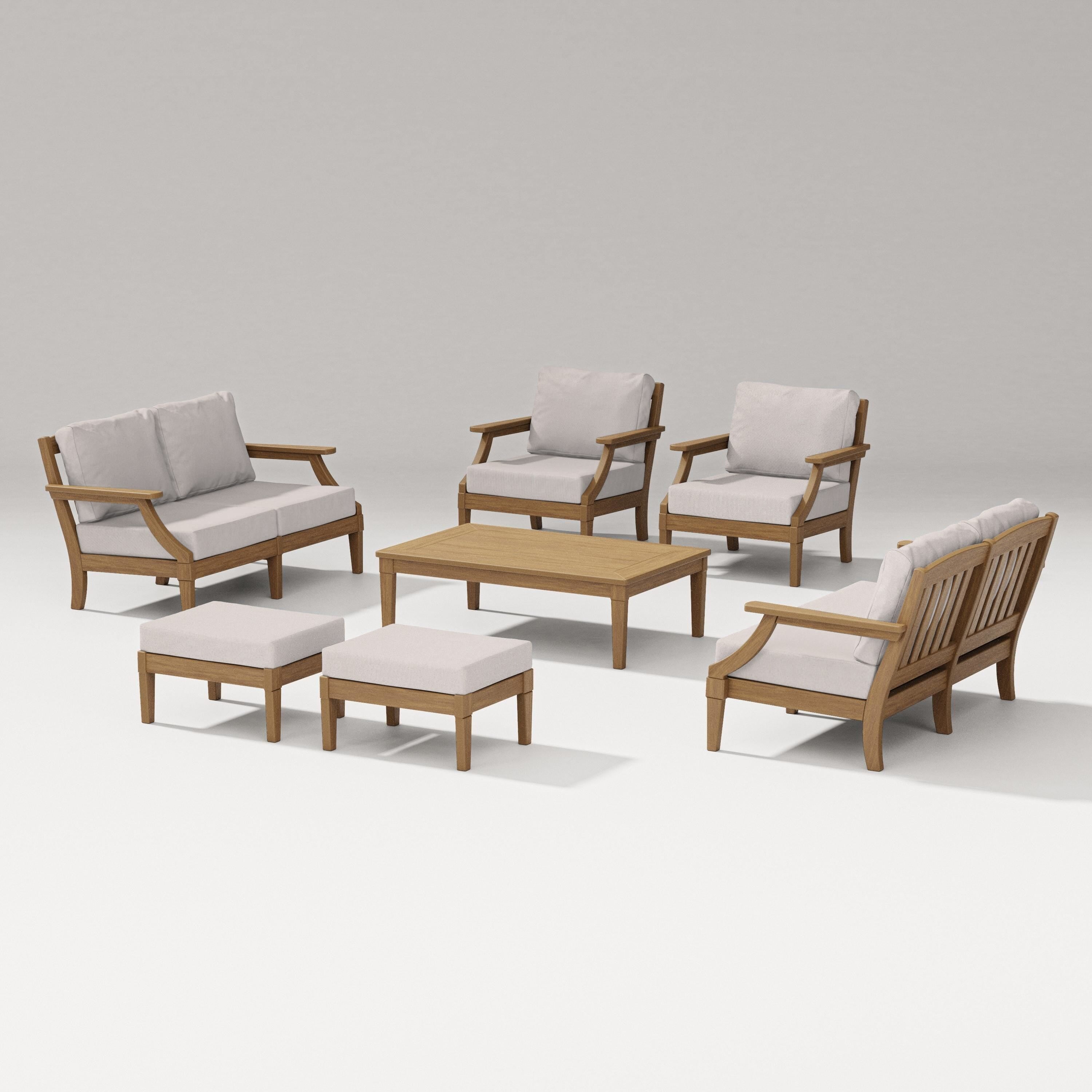 PW Designer Series Estate 7-Piece Lounge Loveseat Set in Natural / Dune Burlap