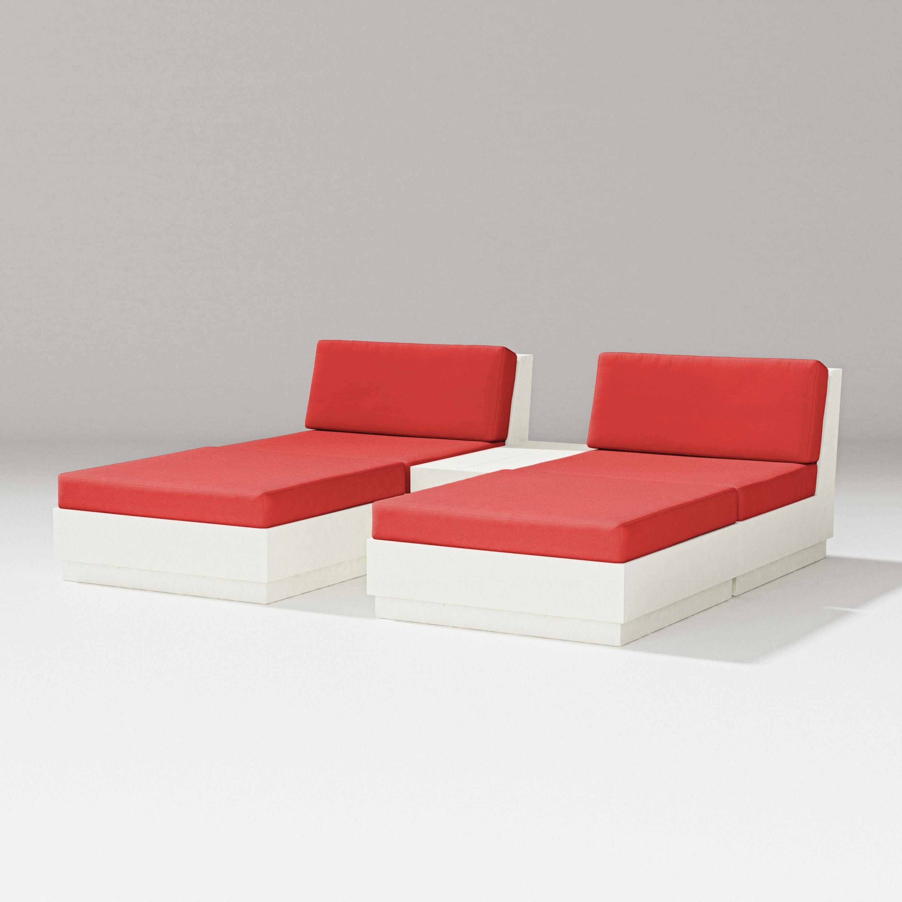 PW Designer Series Elevate Double Chaise Set in Vintage White / Crimson Linen