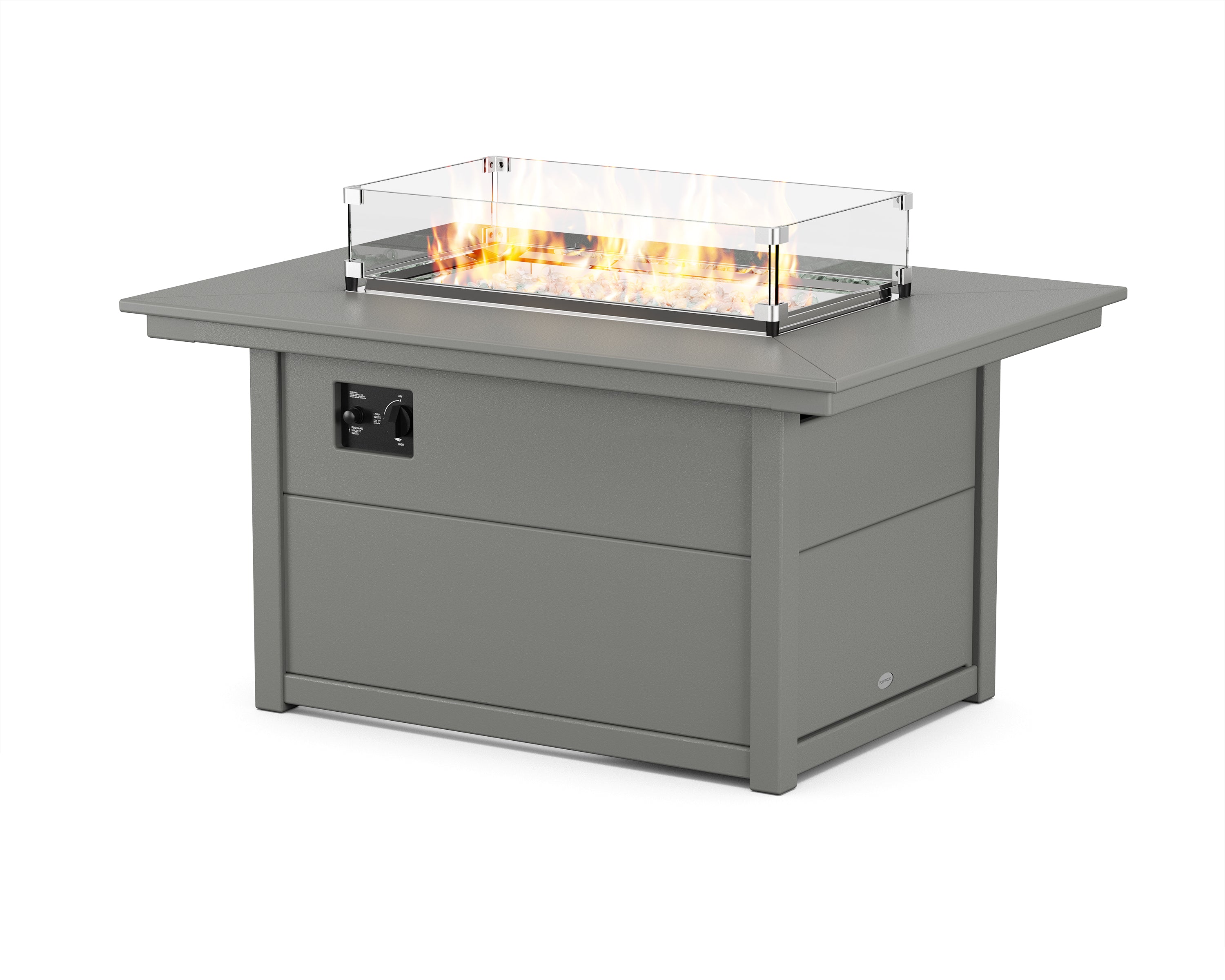 POLYWOOD® Rectangle 34" X 46" Fire Pit Table in Slate Grey