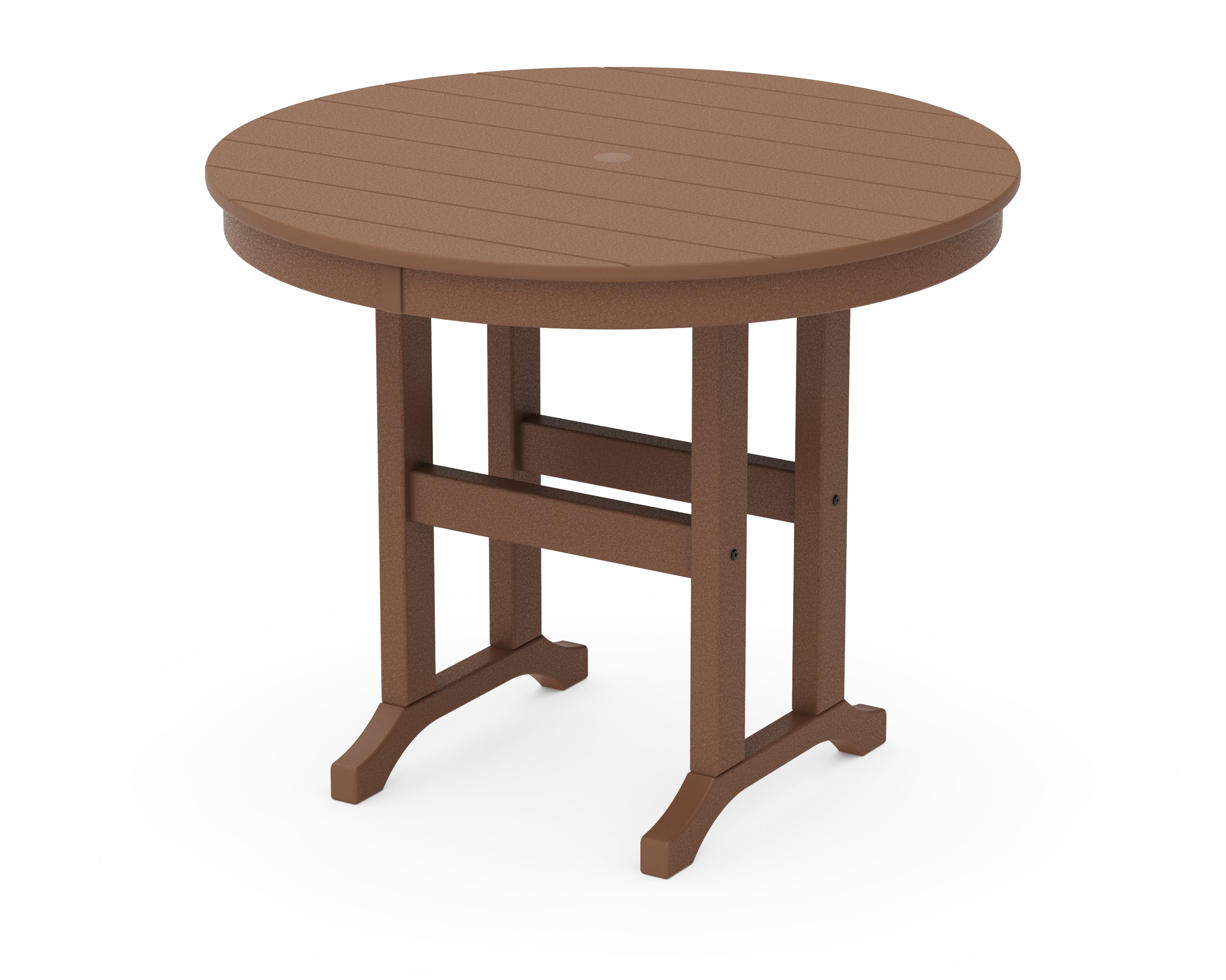 POLYWOOD 36" Round Farmhouse Dining Table in Teak