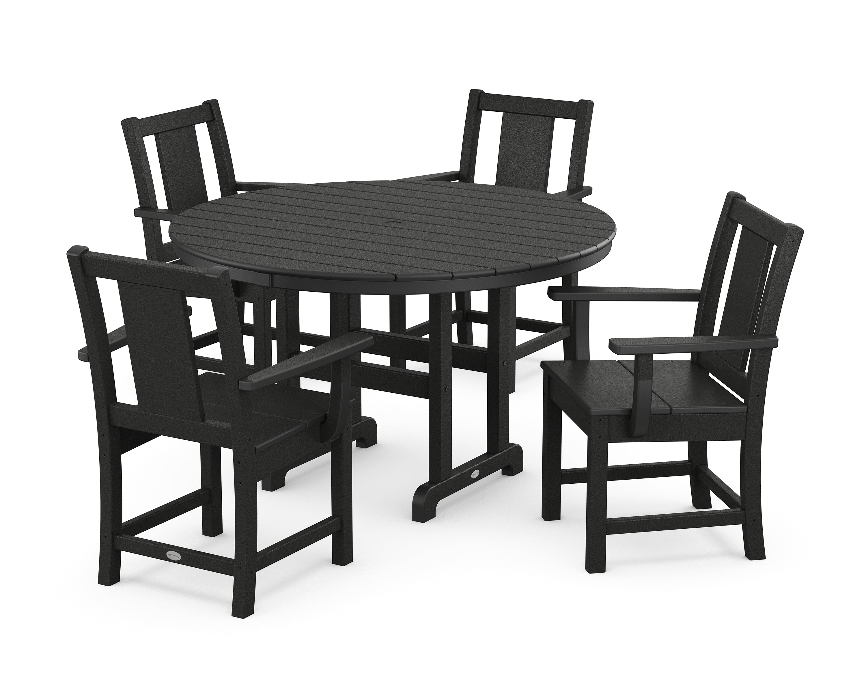 POLYWOOD® Prairie 5-Piece Round Farmhouse Dining Set in Black