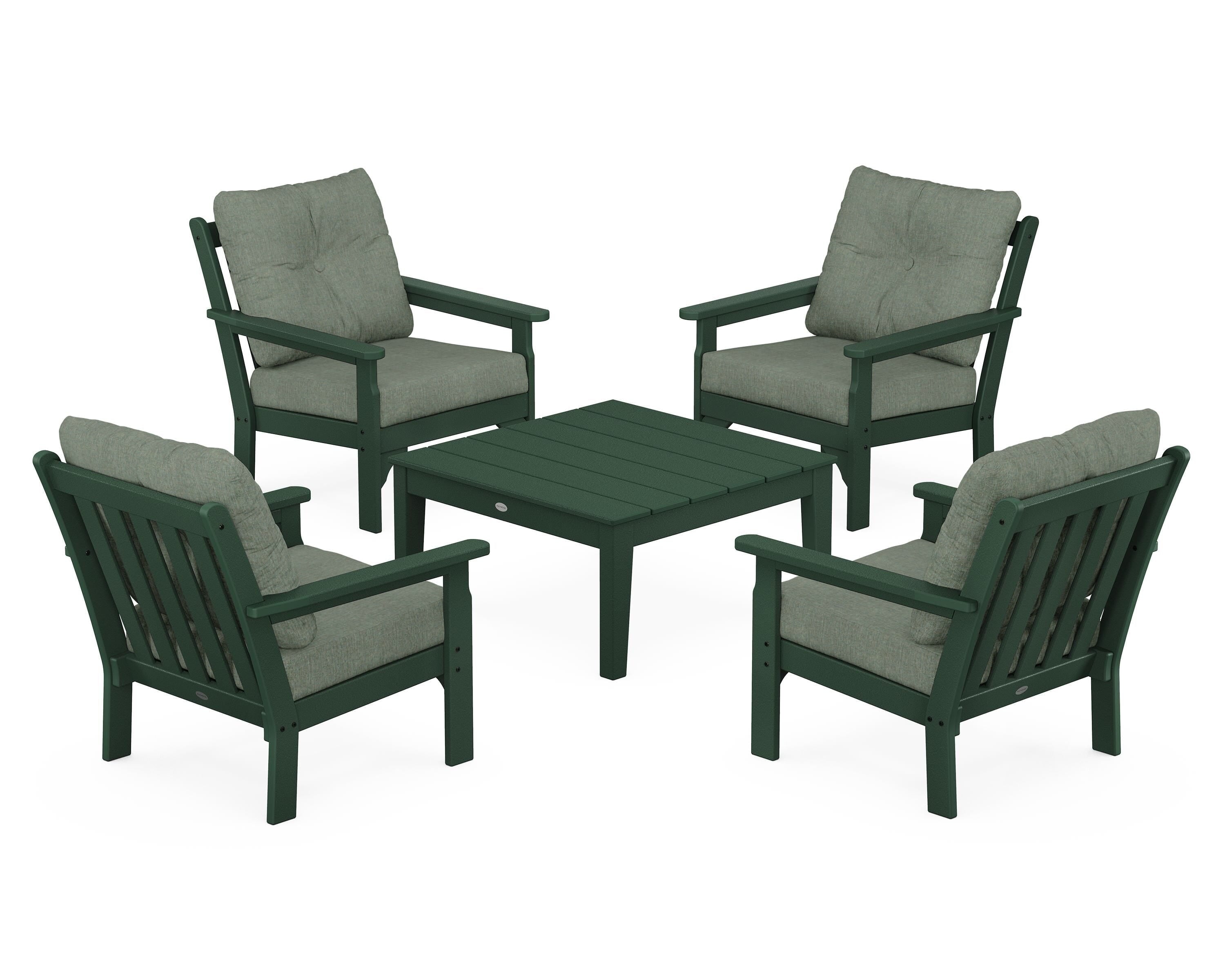 POLYWOOD Vineyard 5-Piece Deep Seating Conversation Set in Green / Cast Sage