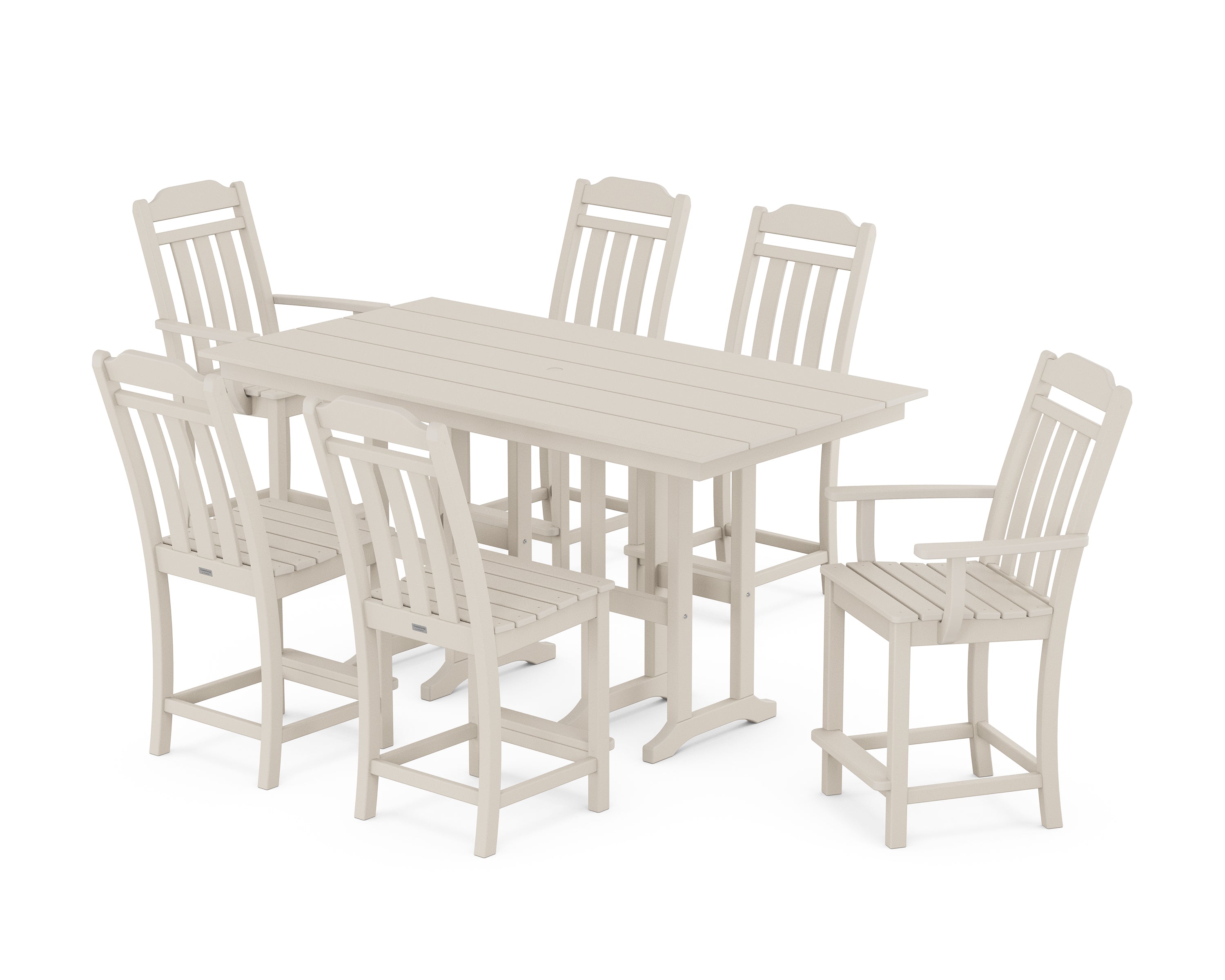 POLYWOOD Country Living 7-Piece Farmhouse Counter Set in Sand