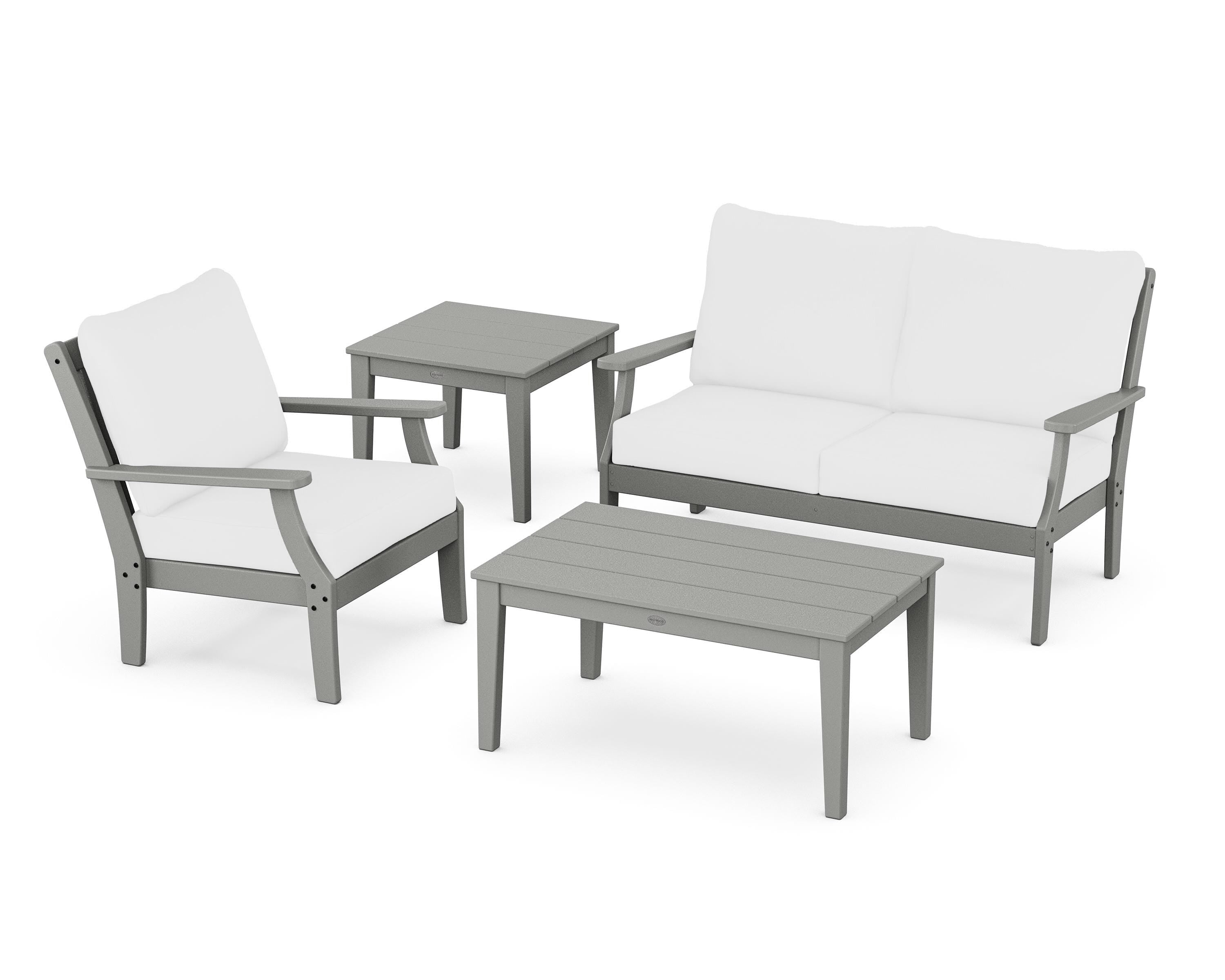 POLYWOOD Braxton 4-Piece Deep Seating Set in Slate Grey / Natural