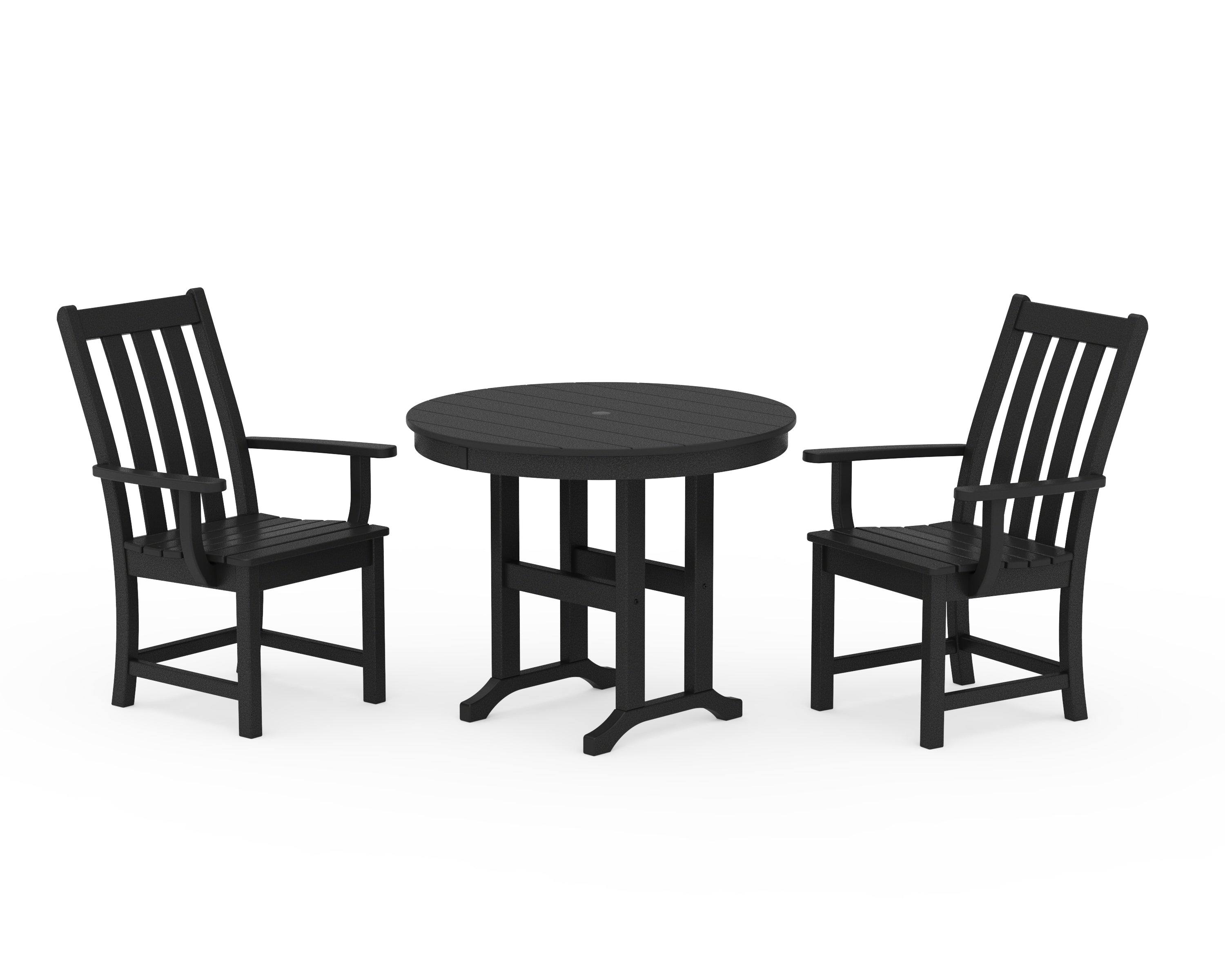 POLYWOOD Vineyard 3-Piece Round Dining Set in Black