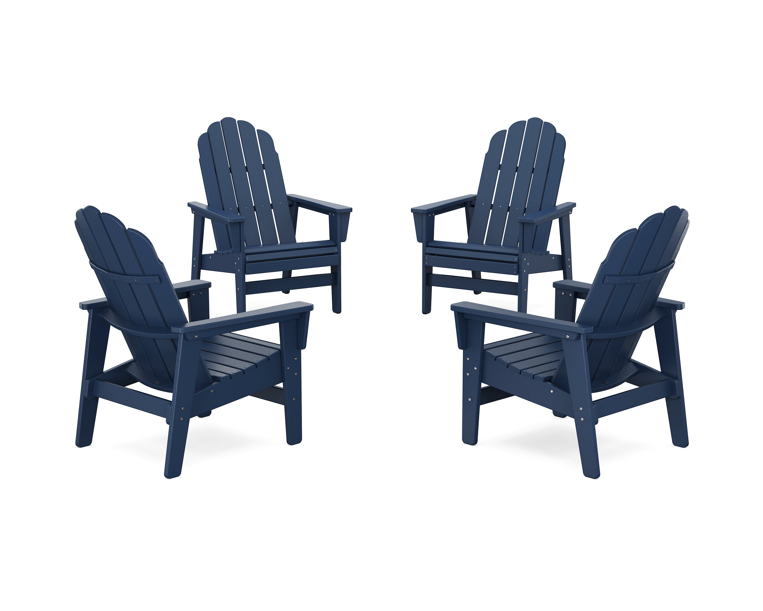 POLYWOOD® 4-Piece Vineyard Grand Upright Adirondack Chair Conversation Set in Navy
